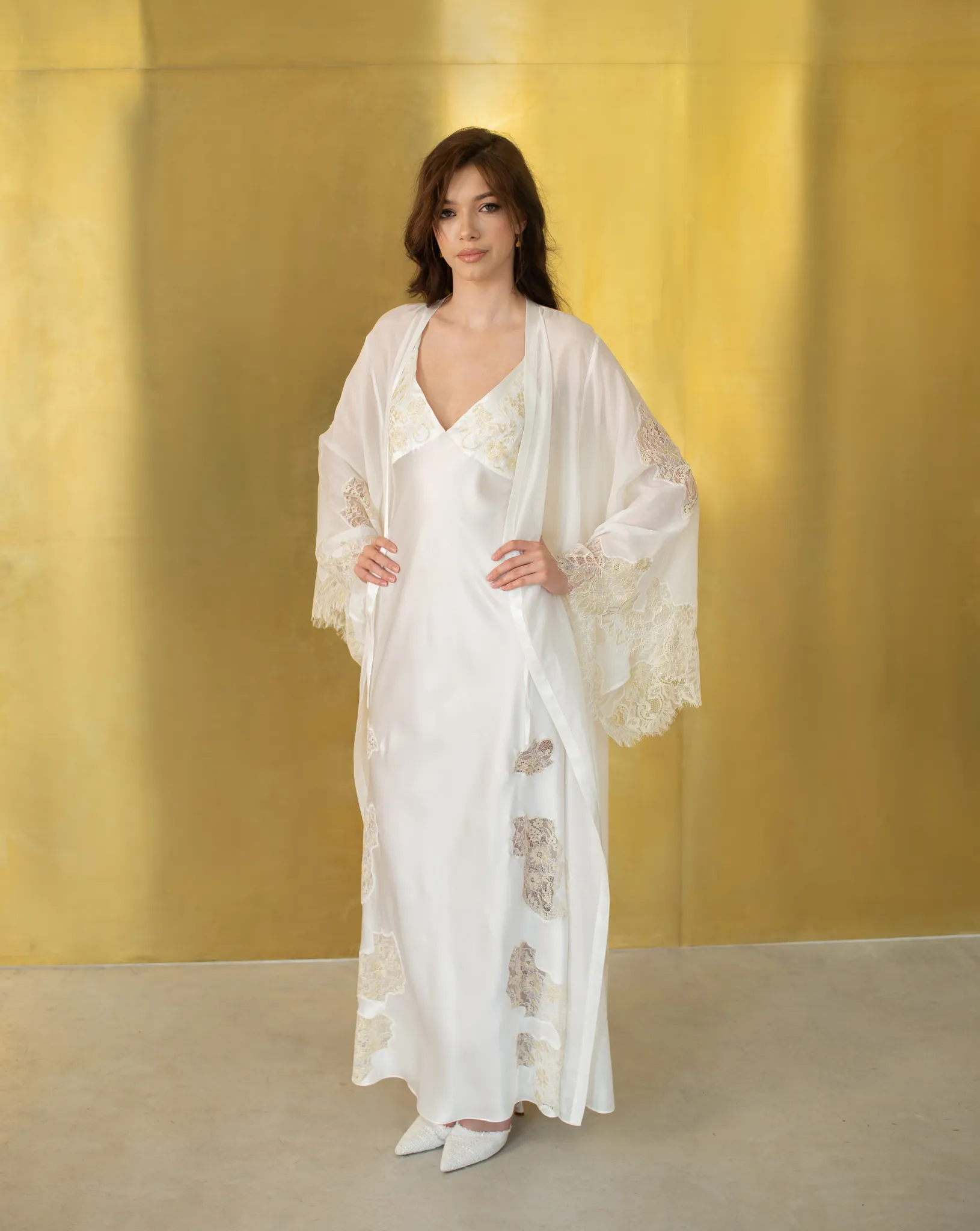 Adeline Silk Robe and Nightgown Set