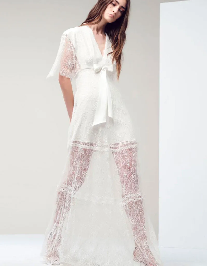 Alexis Cleve Lace Gown in Off White