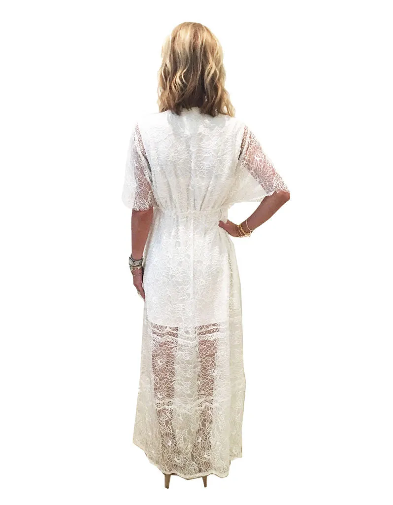 Alexis Cleve Lace Gown in Off White