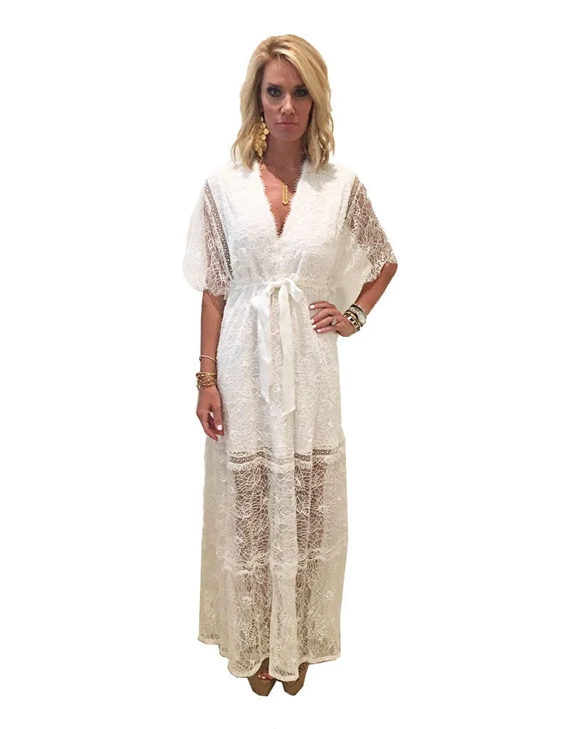 Alexis Cleve Lace Gown in Off White