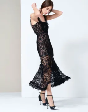 Alexis Lorelle Long Dress in Black Lace