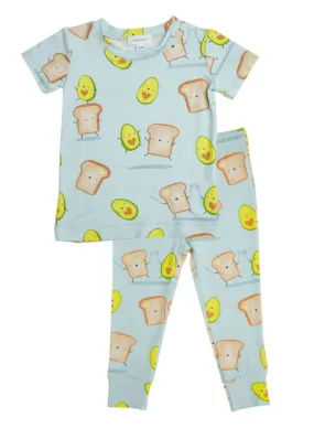 Angel Dear Baby & Kids Blue AVOCADO   TOAST s/s Loungewear Pajamas