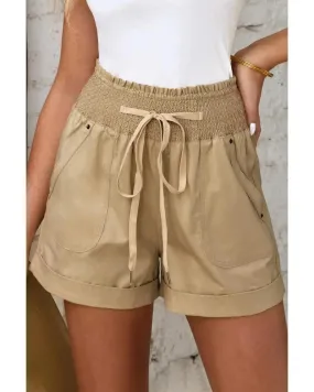 Azura Exchange Drawstring Khaki High Waist Shorts - L