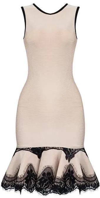 Backless Lace-Trim Stretch Mini Dress