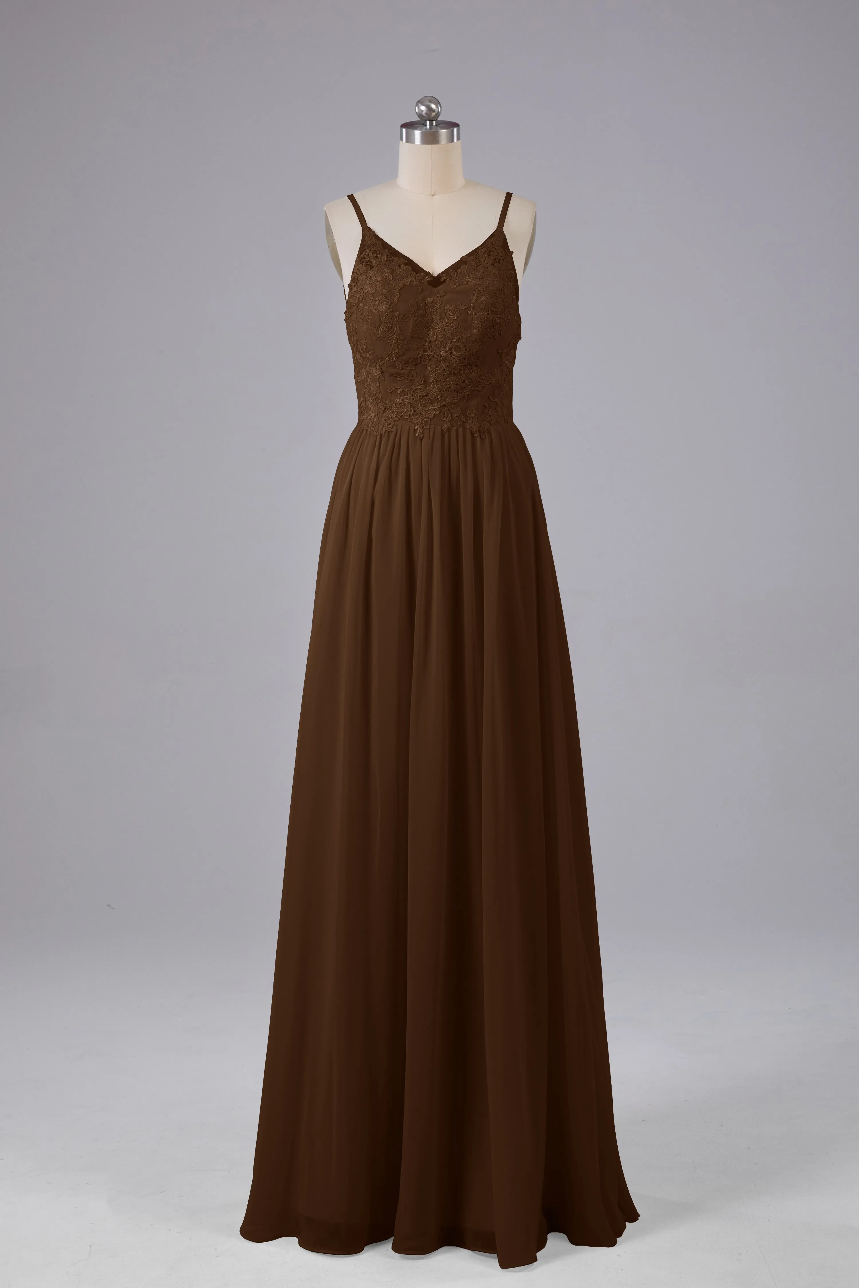 Beautiful Spaghetti Straps Backless Long Bridesmaid Dresses