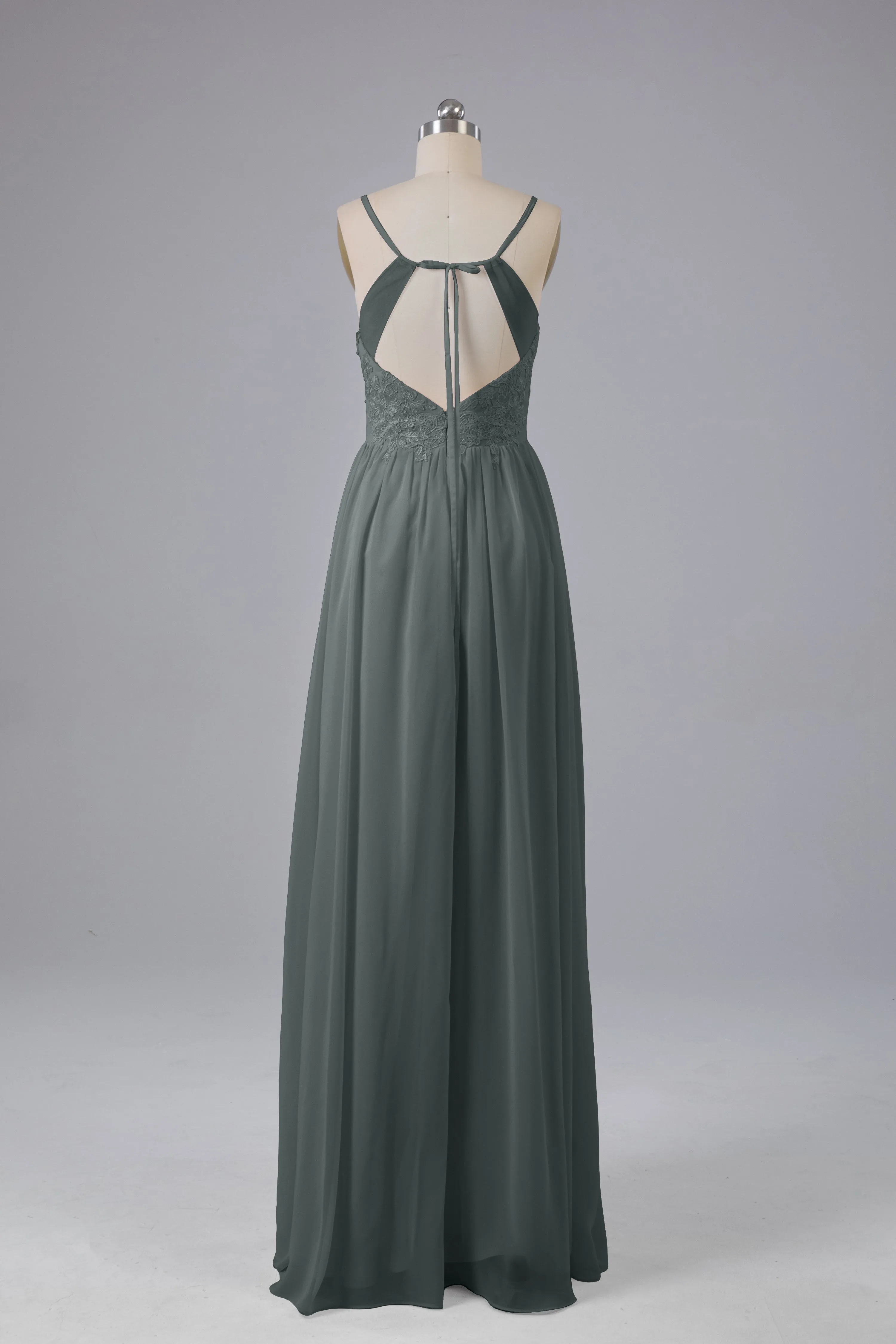 Beautiful Spaghetti Straps Backless Long Bridesmaid Dresses