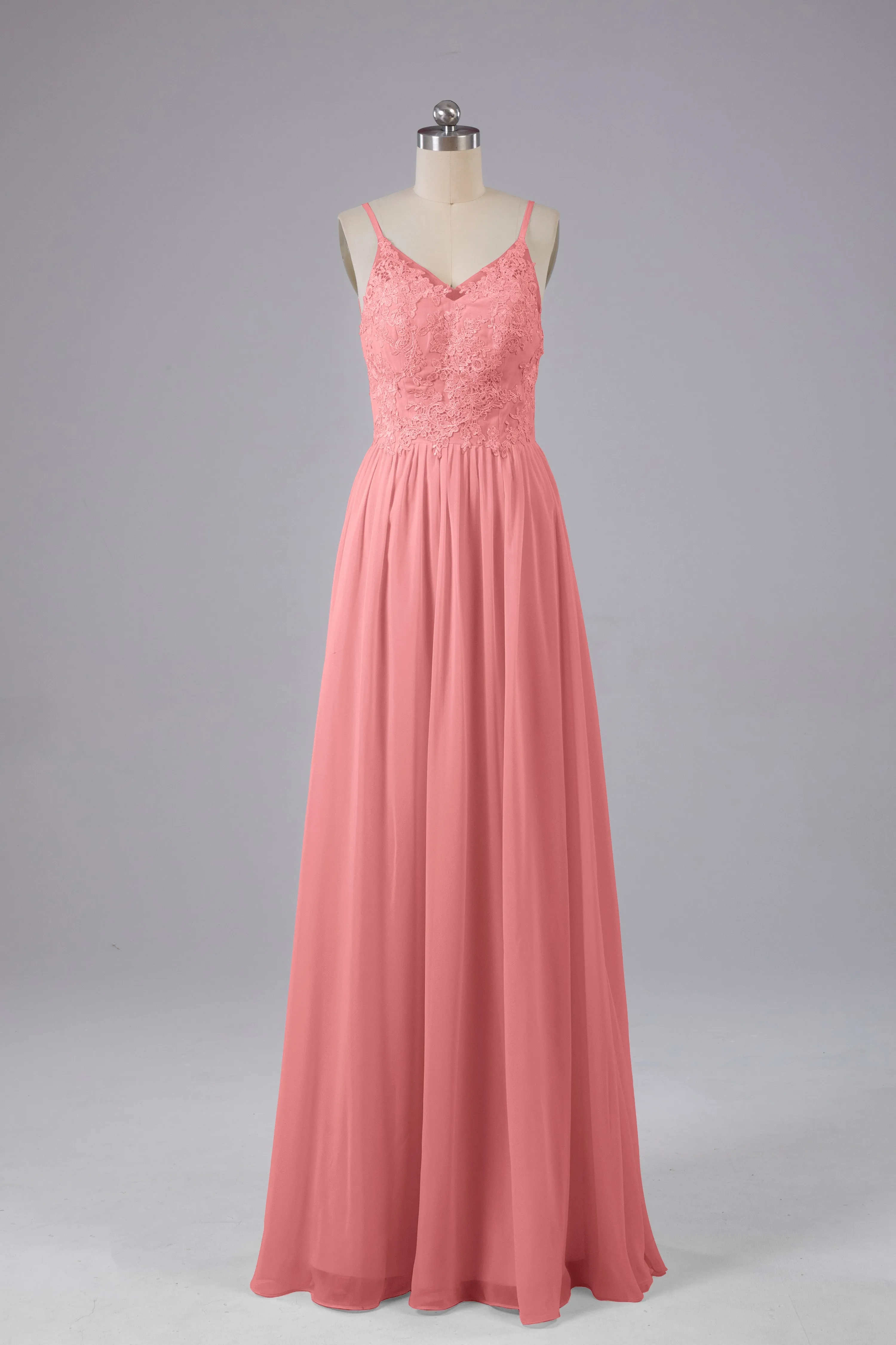 Beautiful Spaghetti Straps Backless Long Bridesmaid Dresses