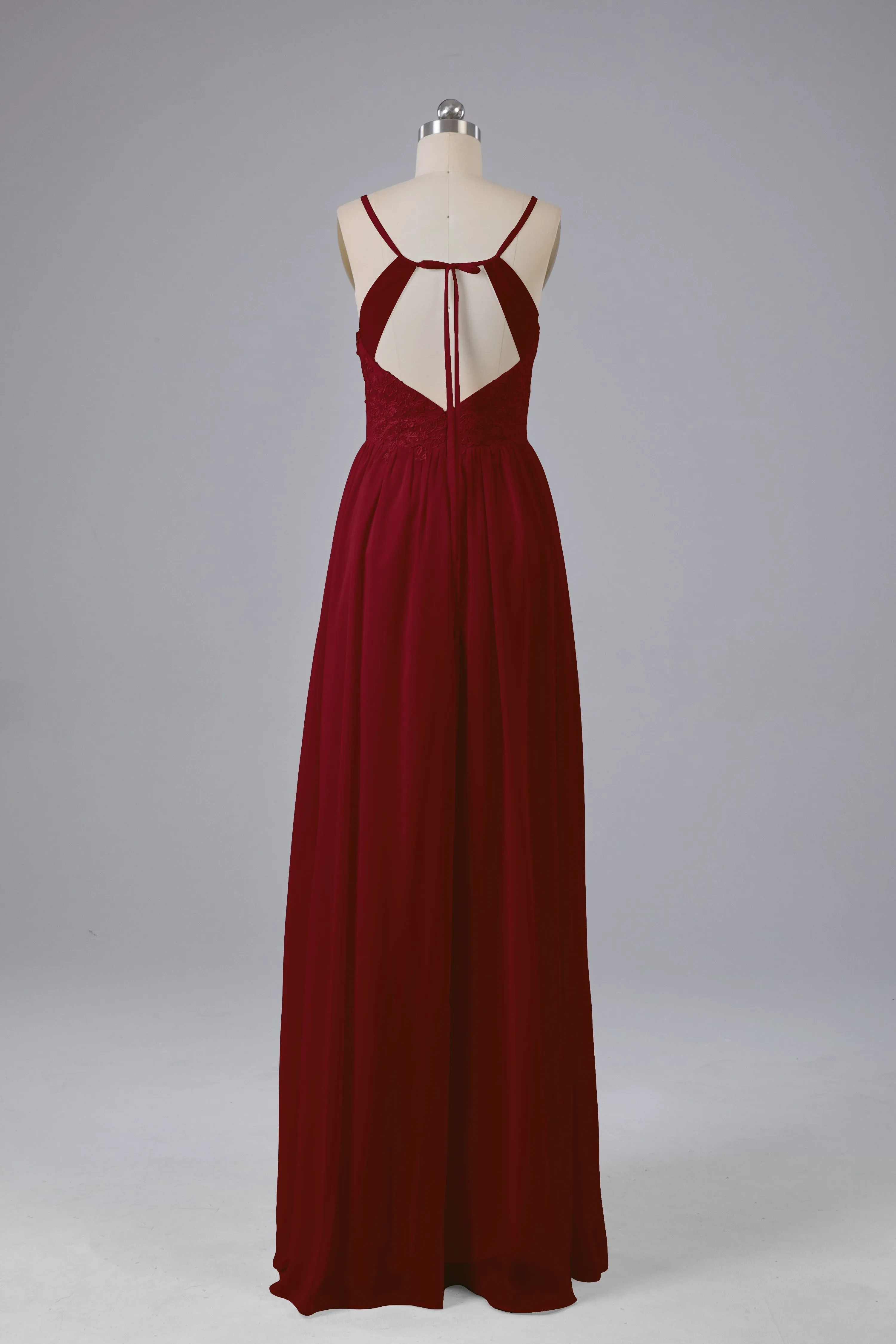 Beautiful Spaghetti Straps Backless Long Bridesmaid Dresses