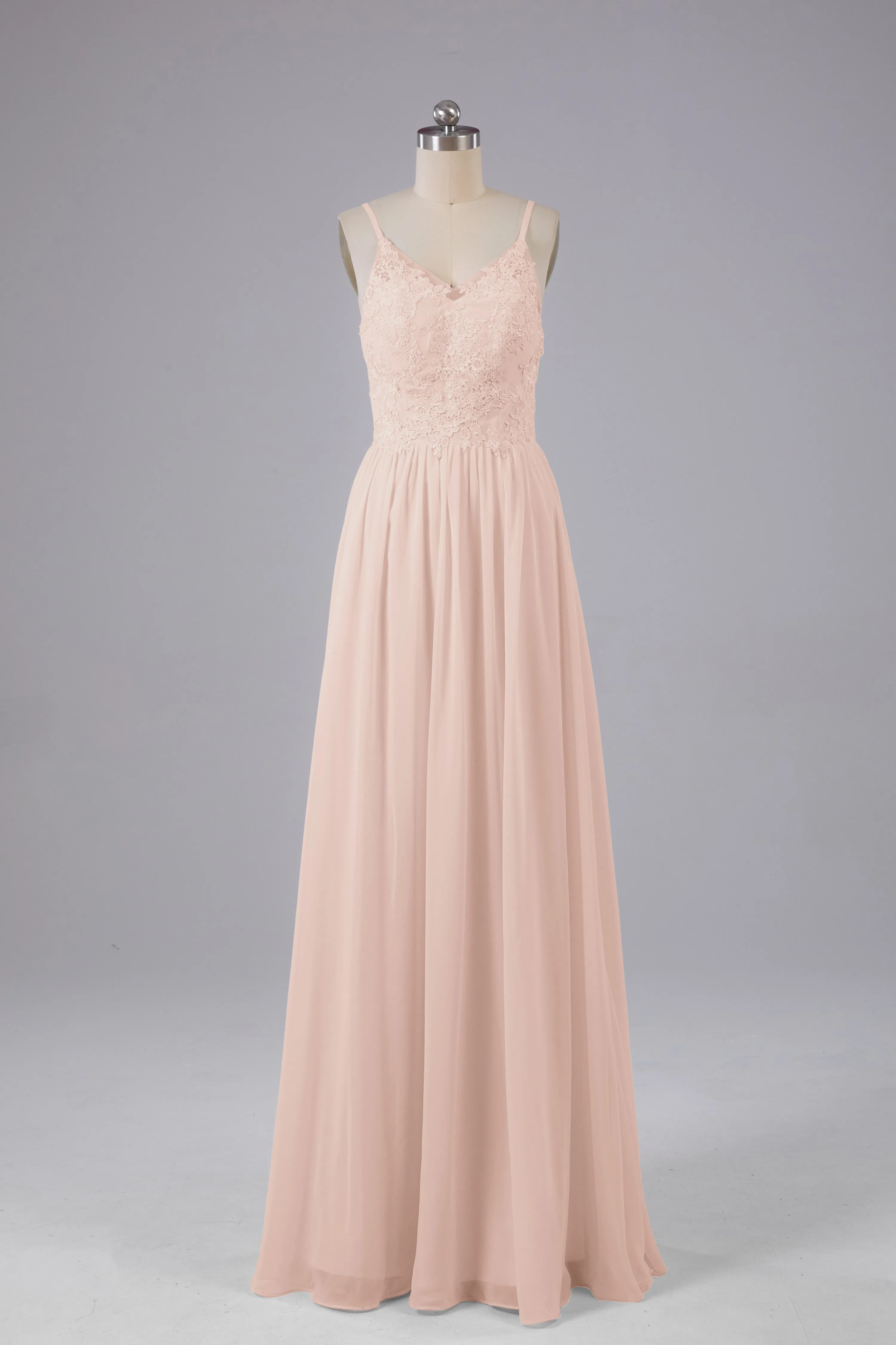 Beautiful Spaghetti Straps Backless Long Bridesmaid Dresses