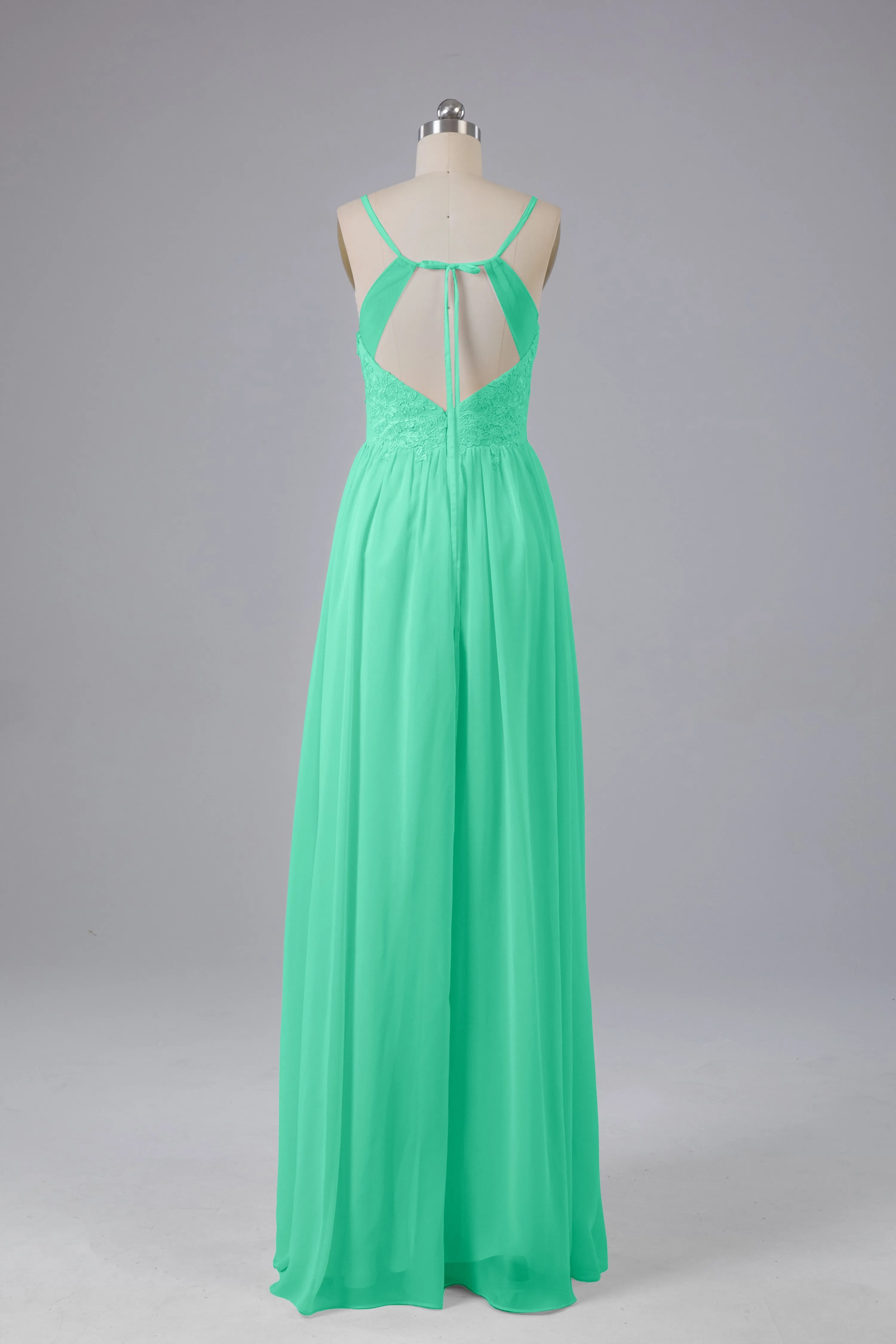 Beautiful Spaghetti Straps Backless Long Bridesmaid Dresses