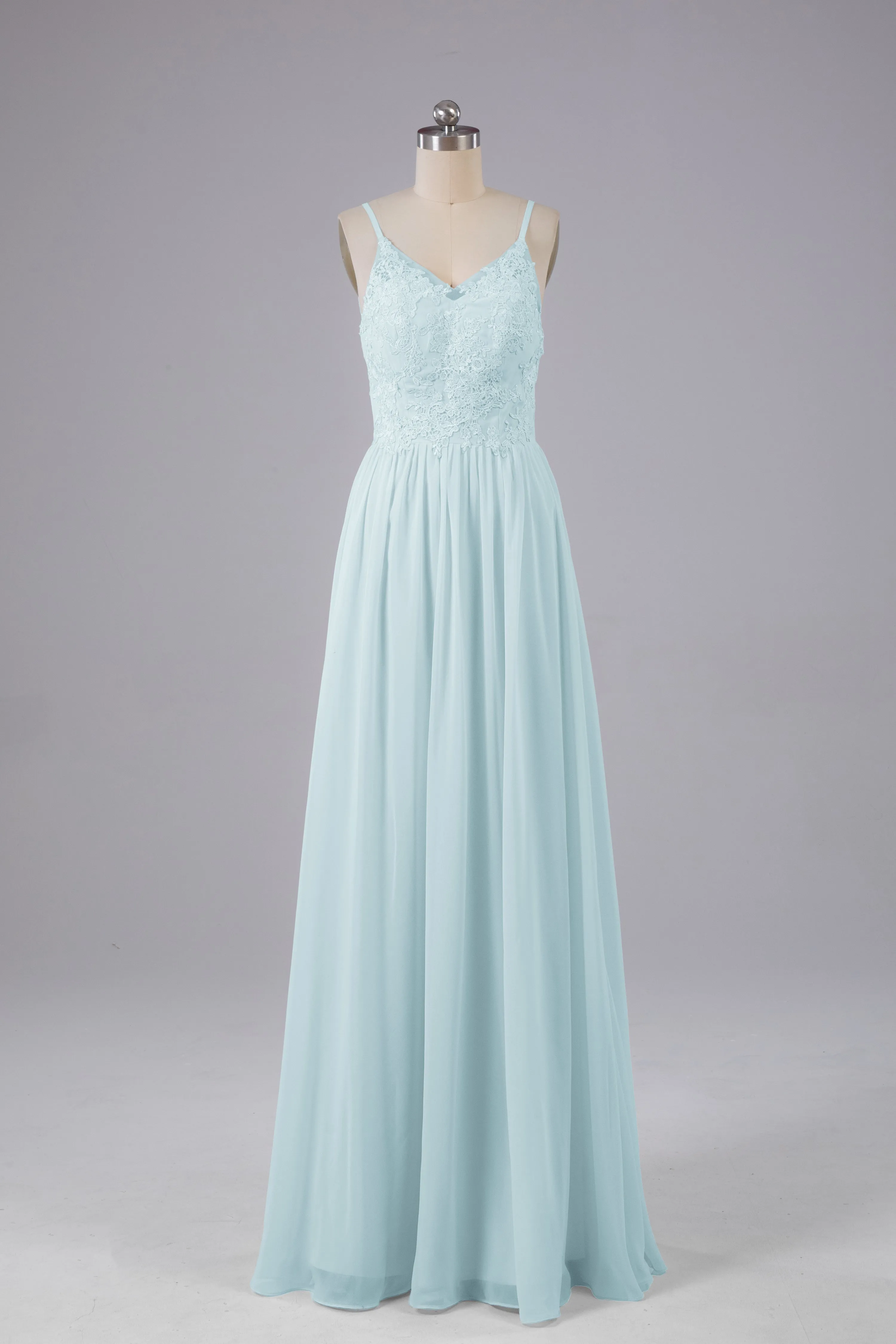 Beautiful Spaghetti Straps Backless Long Bridesmaid Dresses