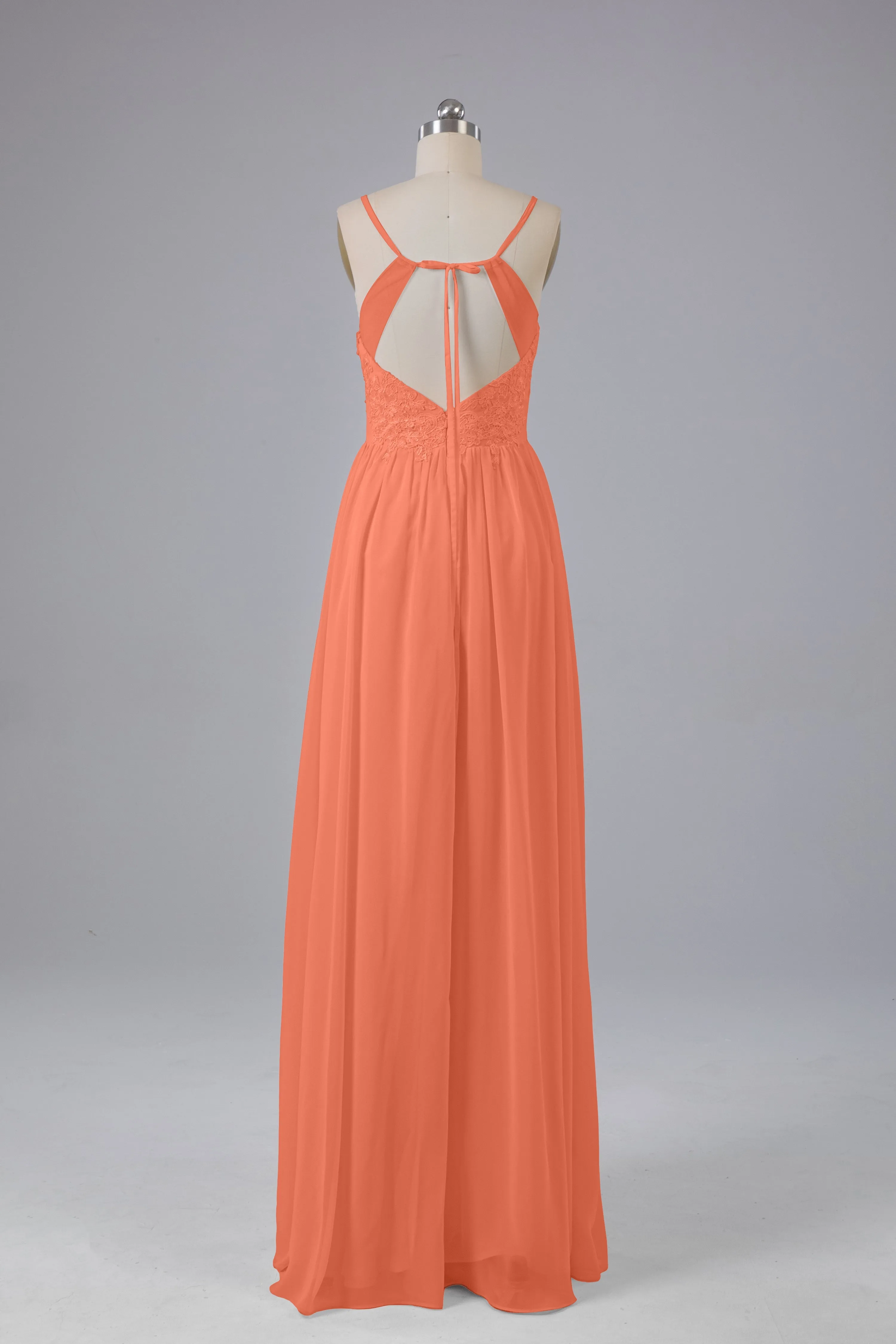 Beautiful Spaghetti Straps Backless Long Bridesmaid Dresses