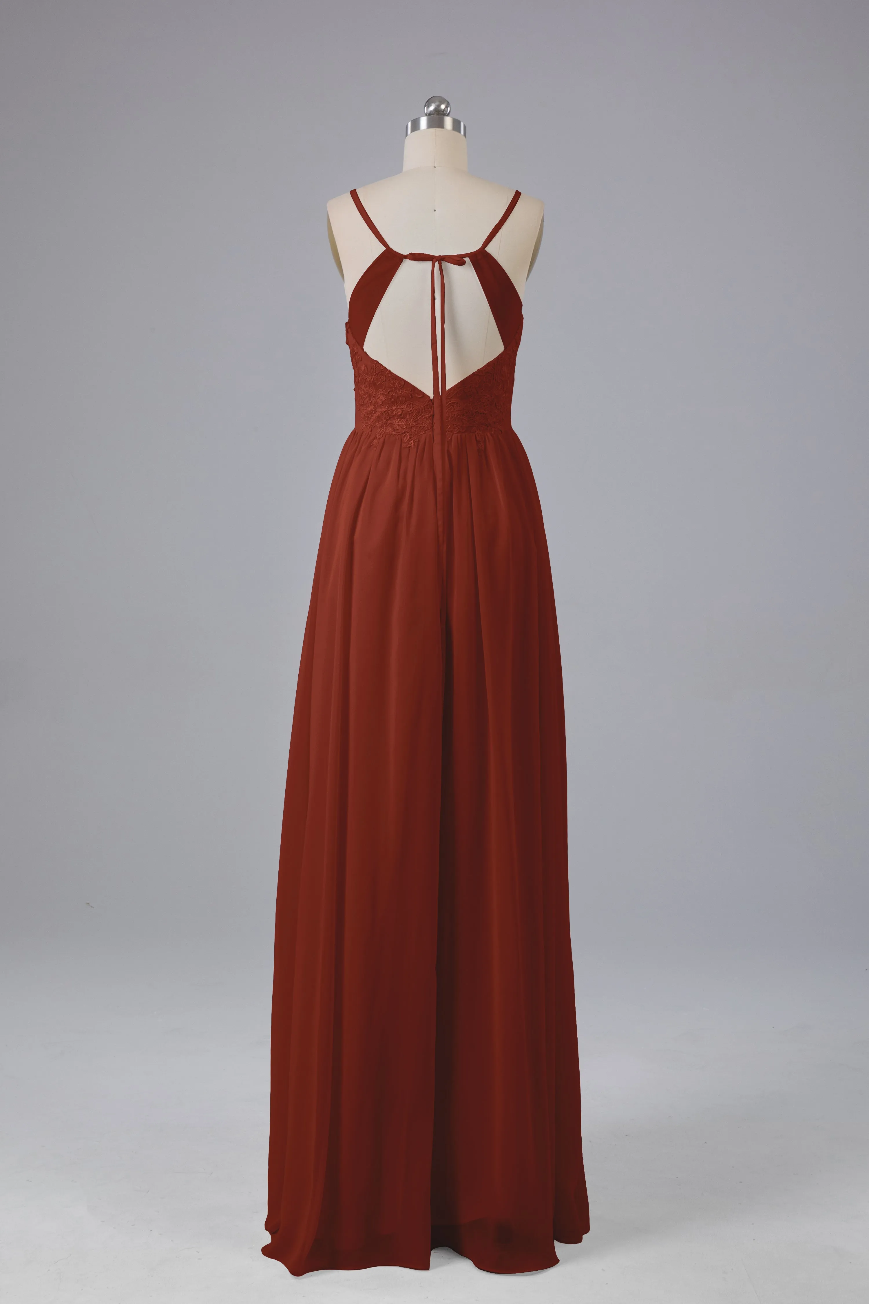 Beautiful Spaghetti Straps Backless Long Bridesmaid Dresses