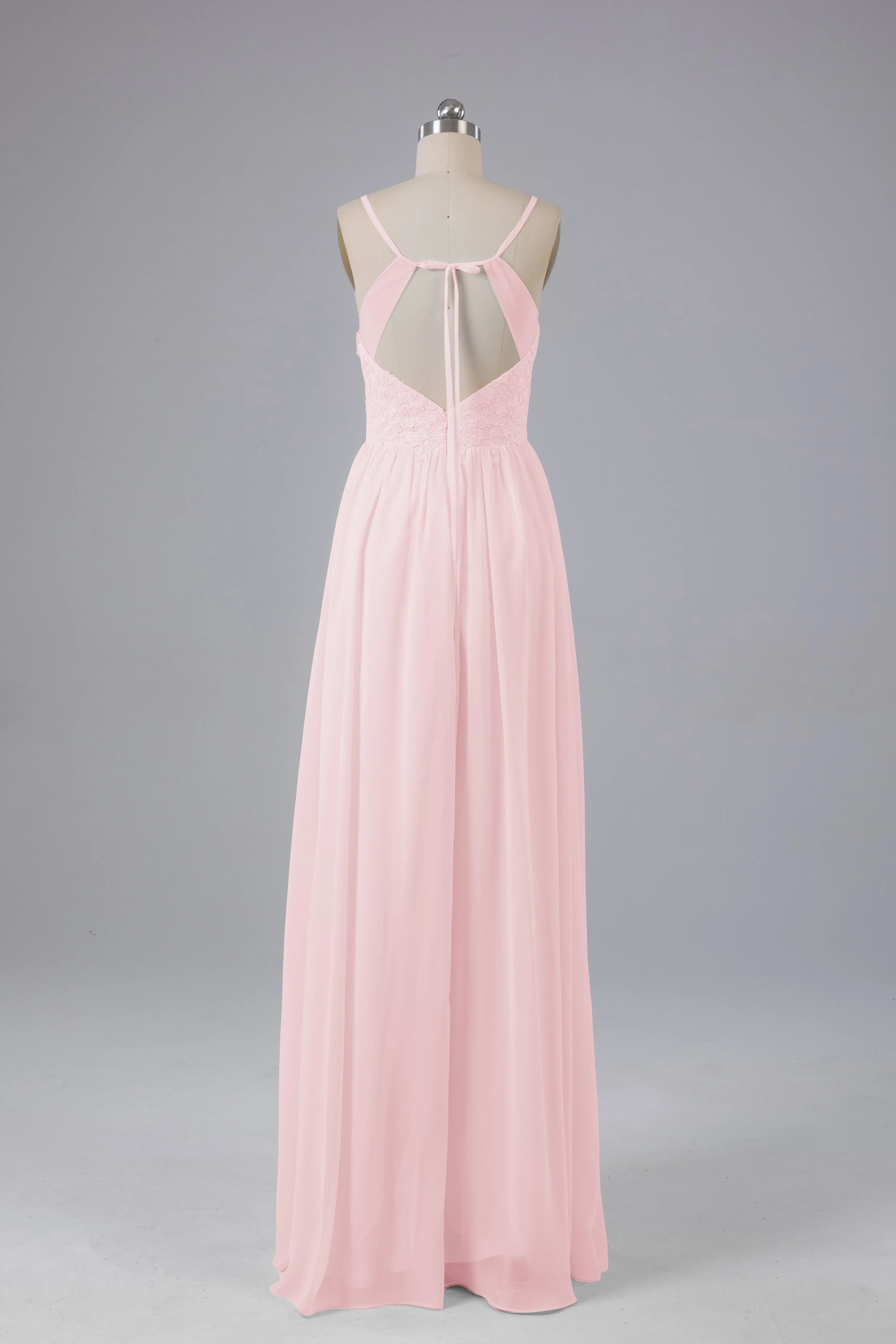 Beautiful Spaghetti Straps Backless Long Bridesmaid Dresses