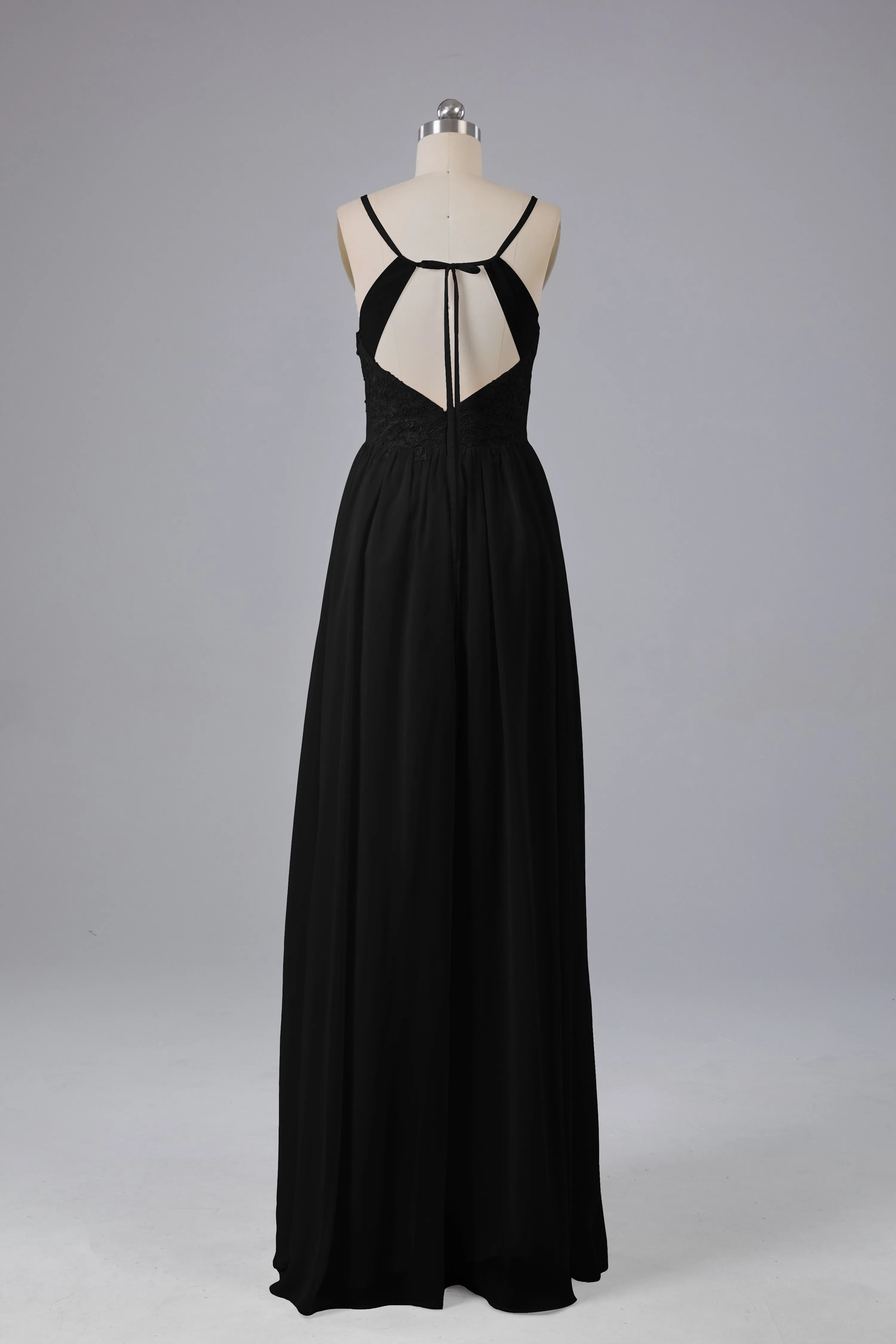 Beautiful Spaghetti Straps Backless Long Bridesmaid Dresses