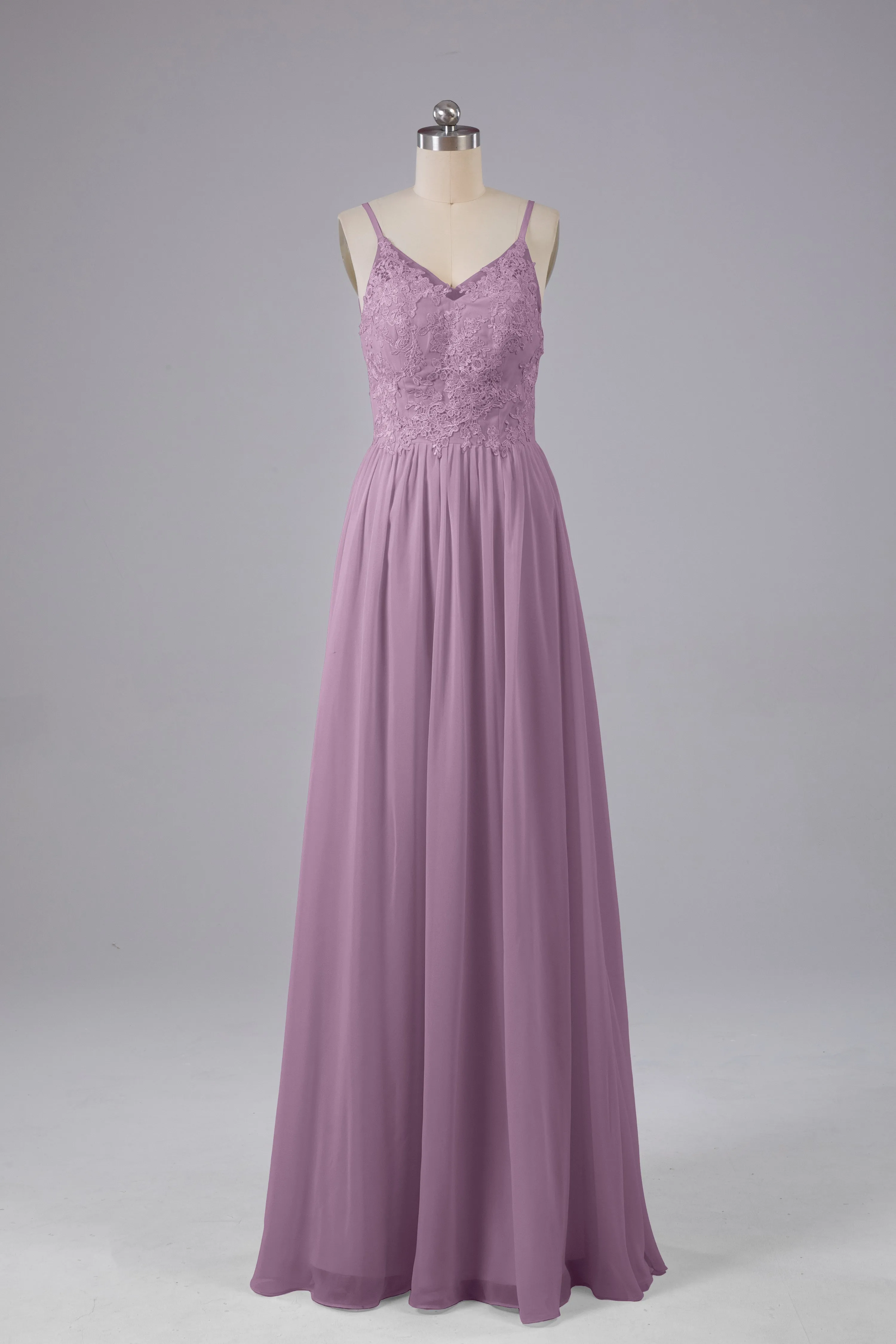 Beautiful Spaghetti Straps Backless Long Bridesmaid Dresses