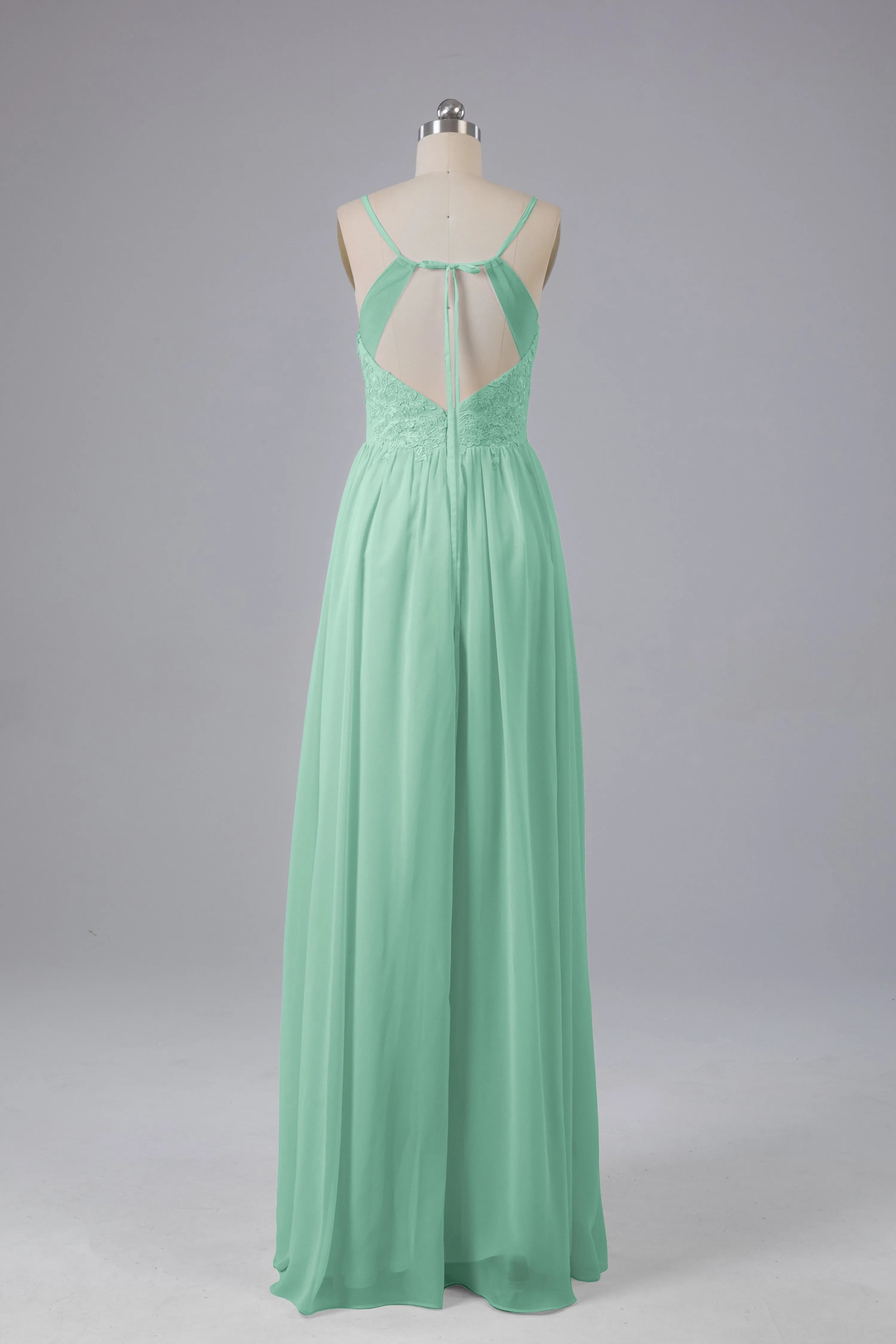 Beautiful Spaghetti Straps Backless Long Bridesmaid Dresses