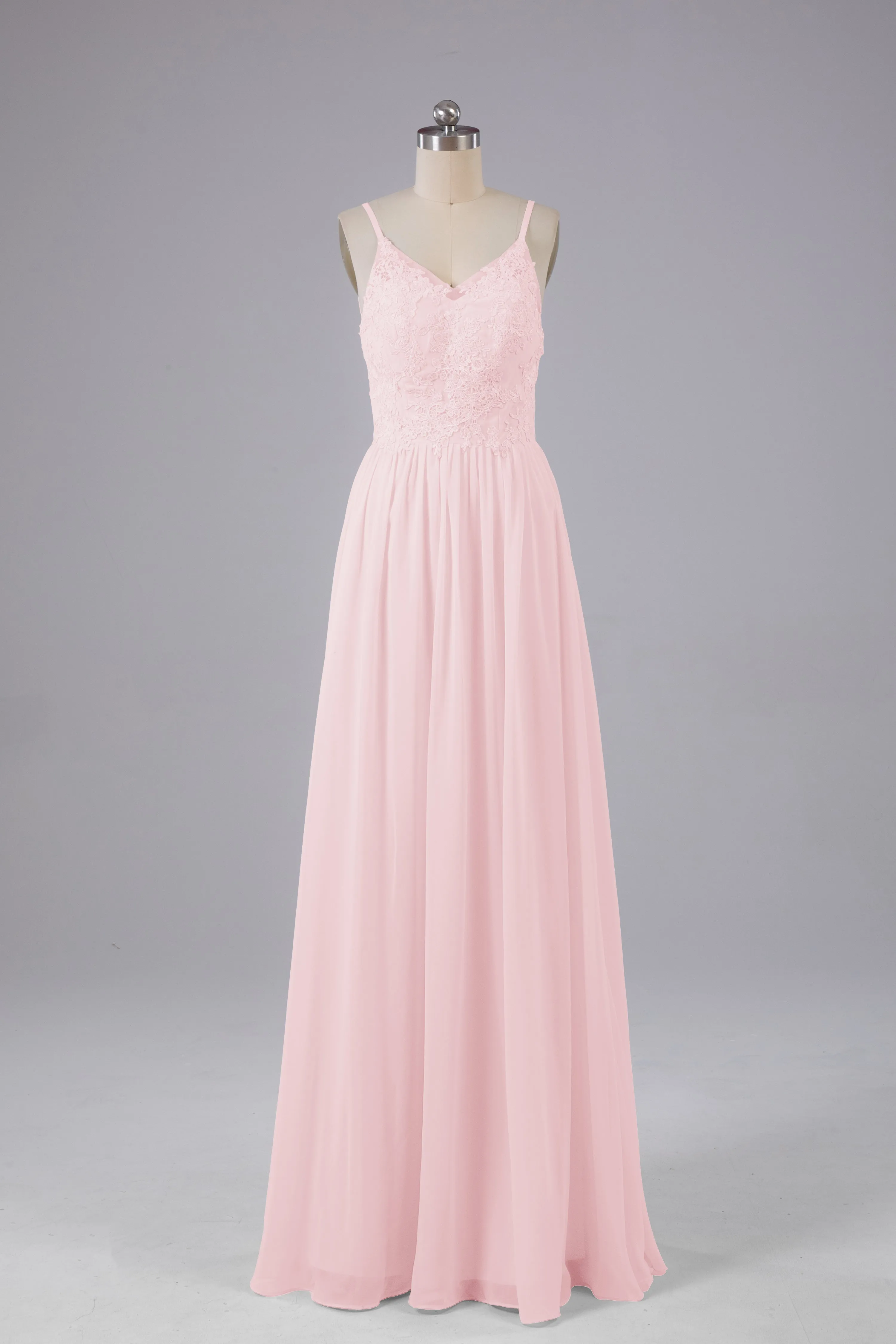 Beautiful Spaghetti Straps Backless Long Bridesmaid Dresses