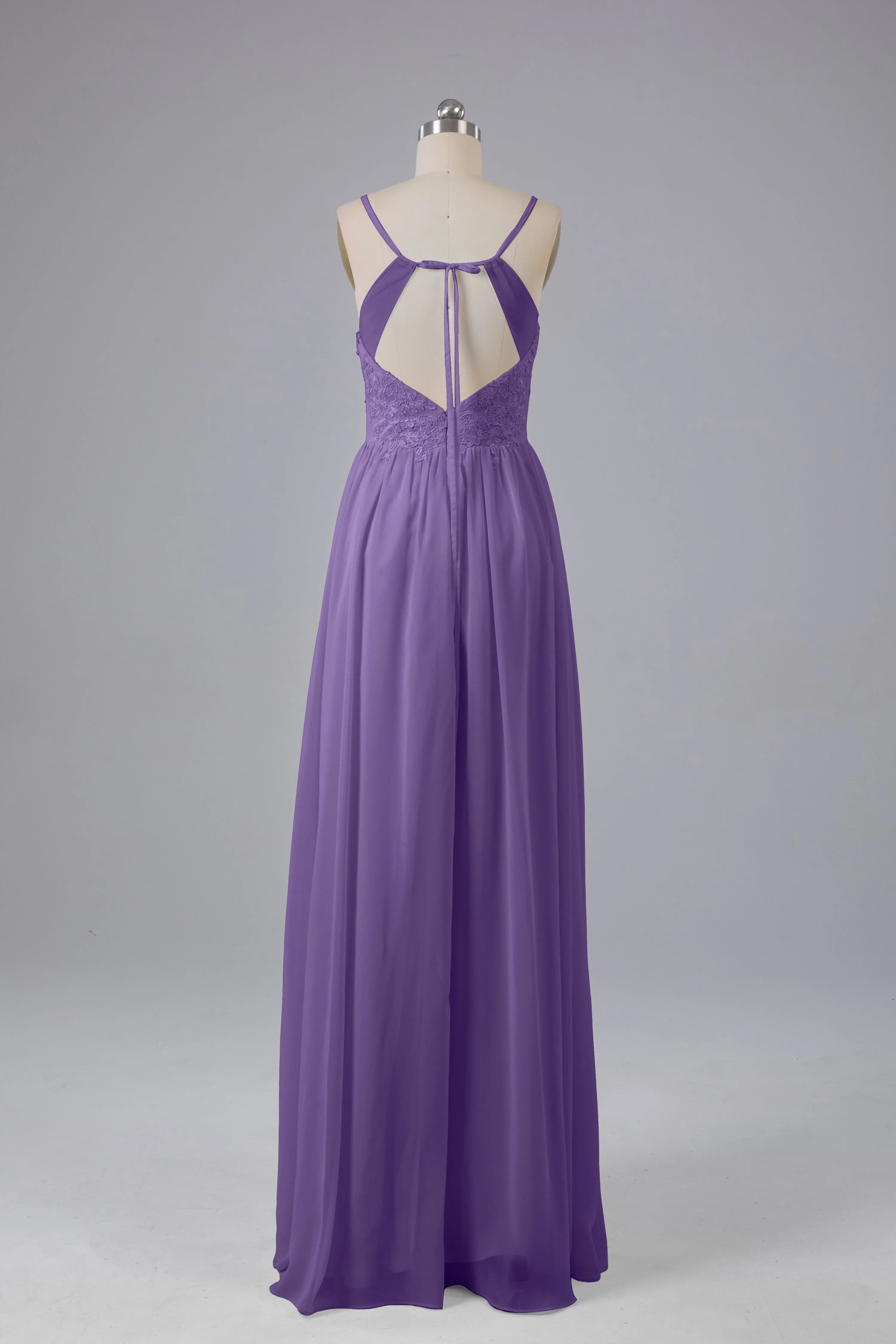 Beautiful Spaghetti Straps Backless Long Bridesmaid Dresses