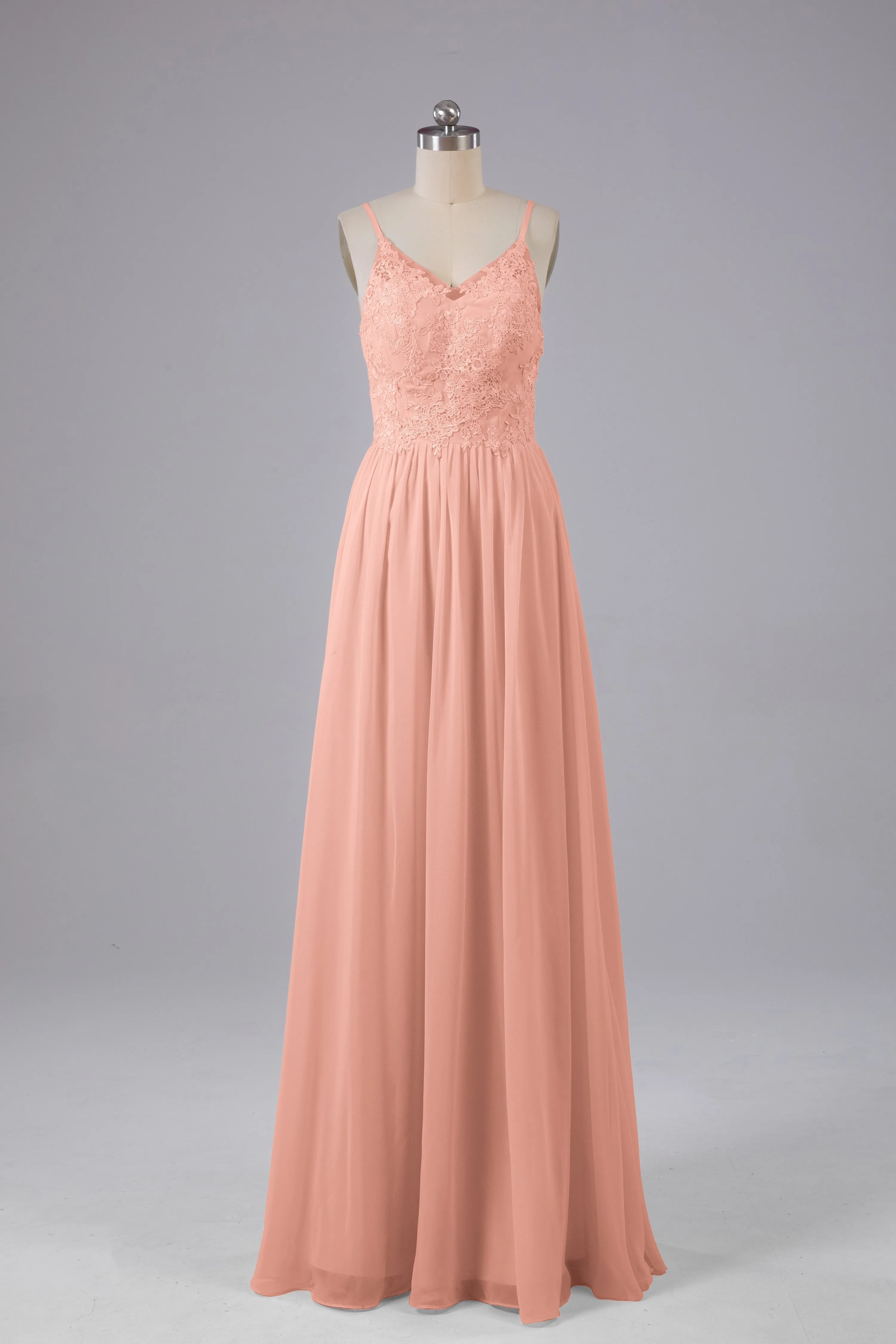 Beautiful Spaghetti Straps Backless Long Bridesmaid Dresses