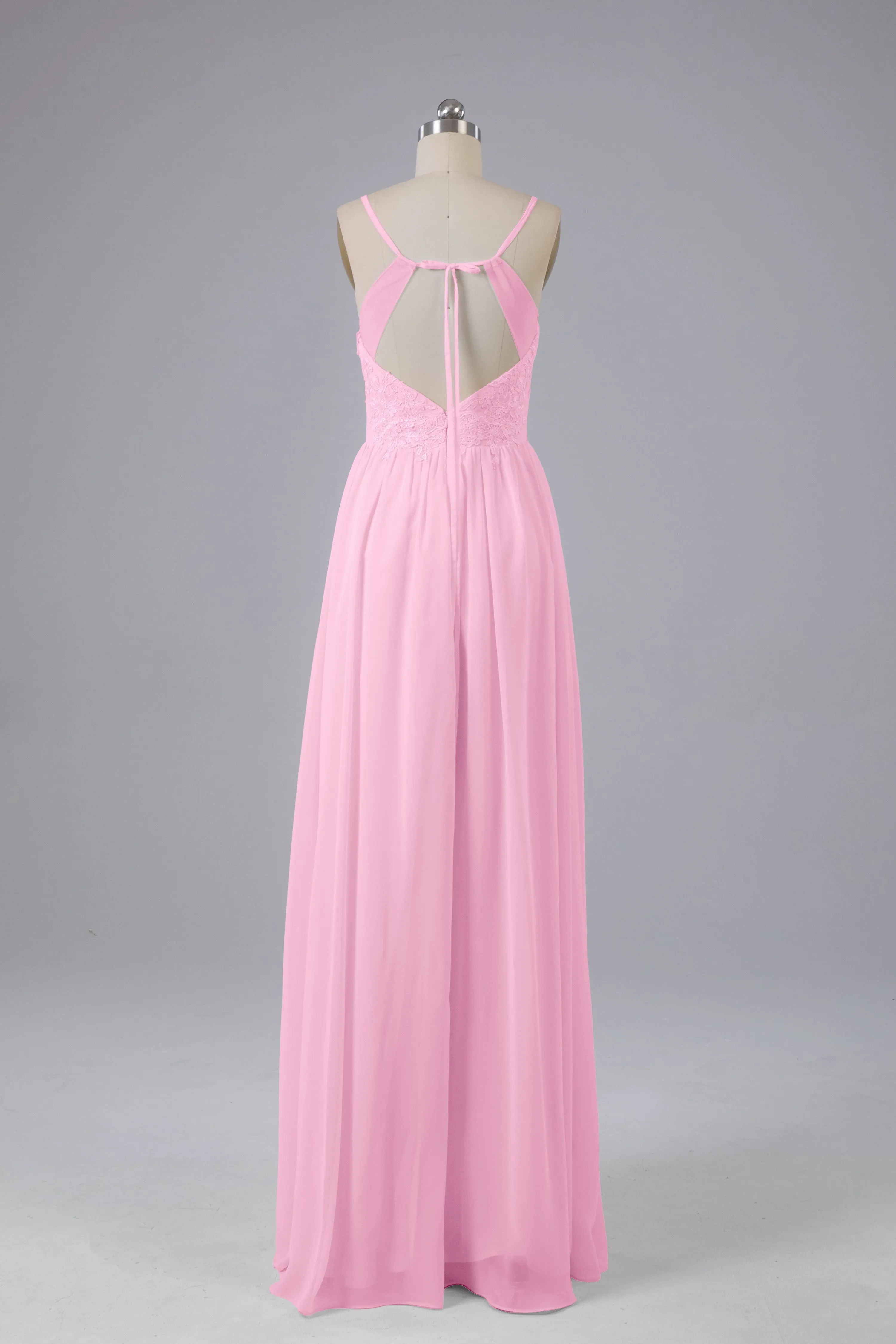 Beautiful Spaghetti Straps Backless Long Bridesmaid Dresses