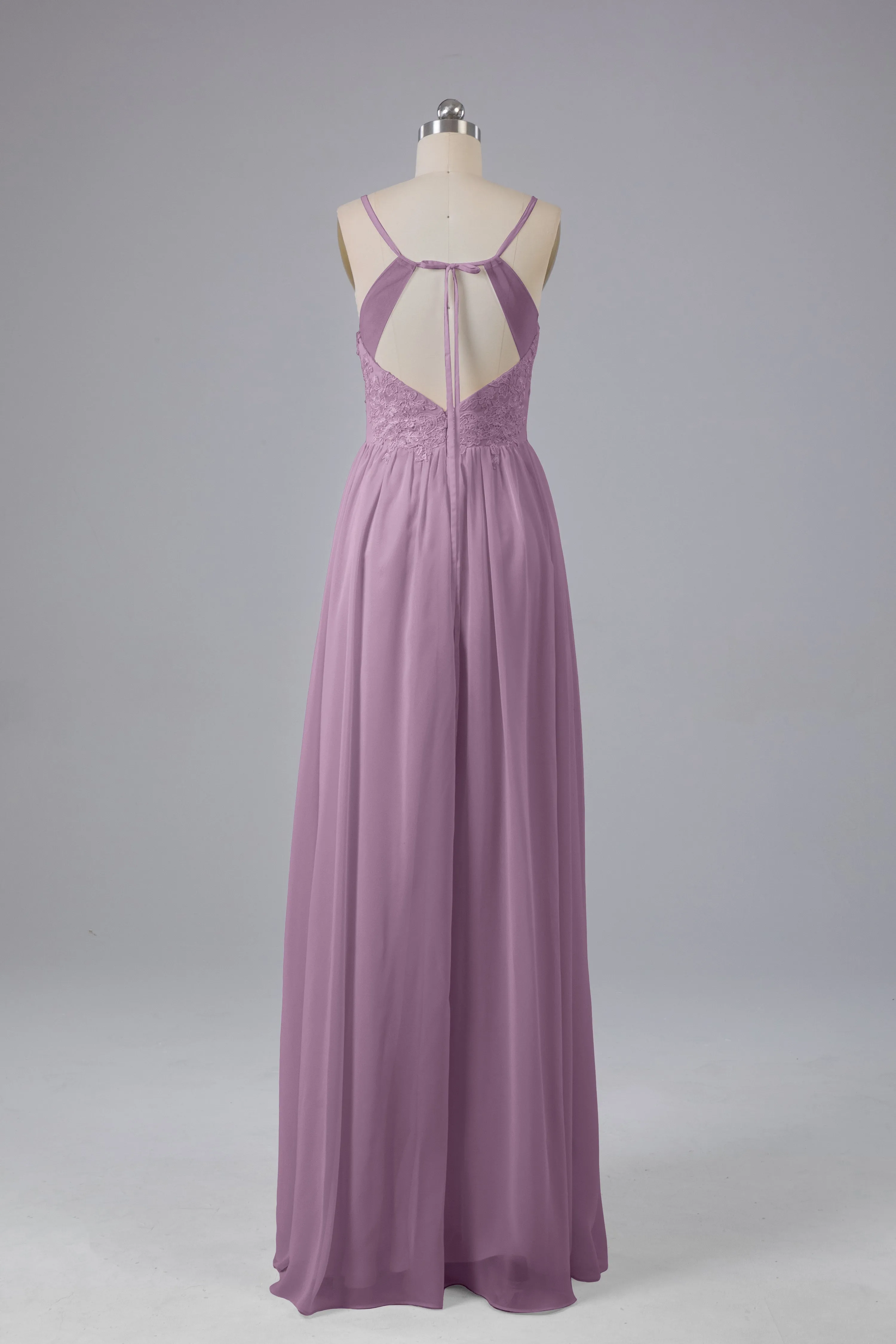 Beautiful Spaghetti Straps Backless Long Bridesmaid Dresses