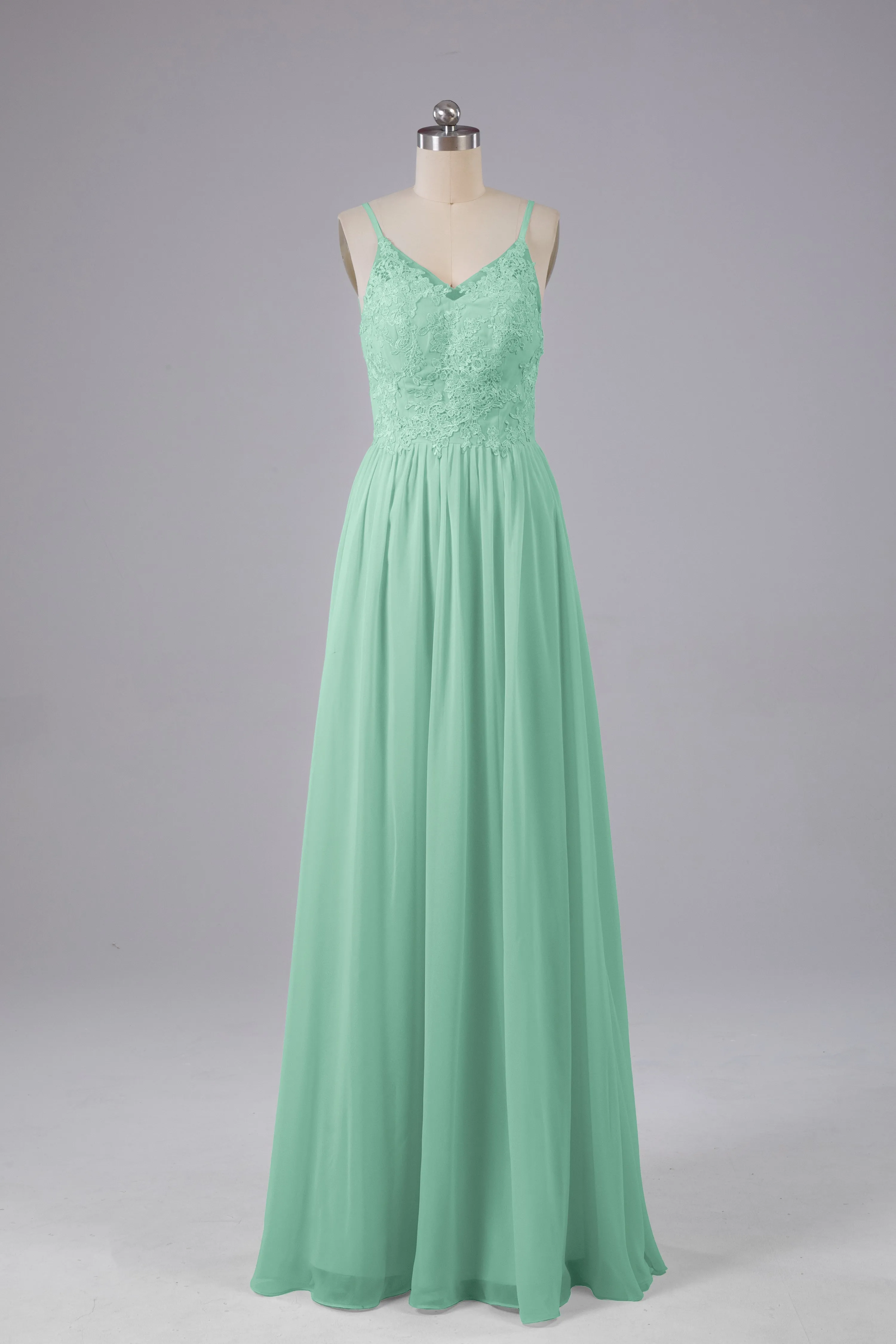 Beautiful Spaghetti Straps Backless Long Bridesmaid Dresses