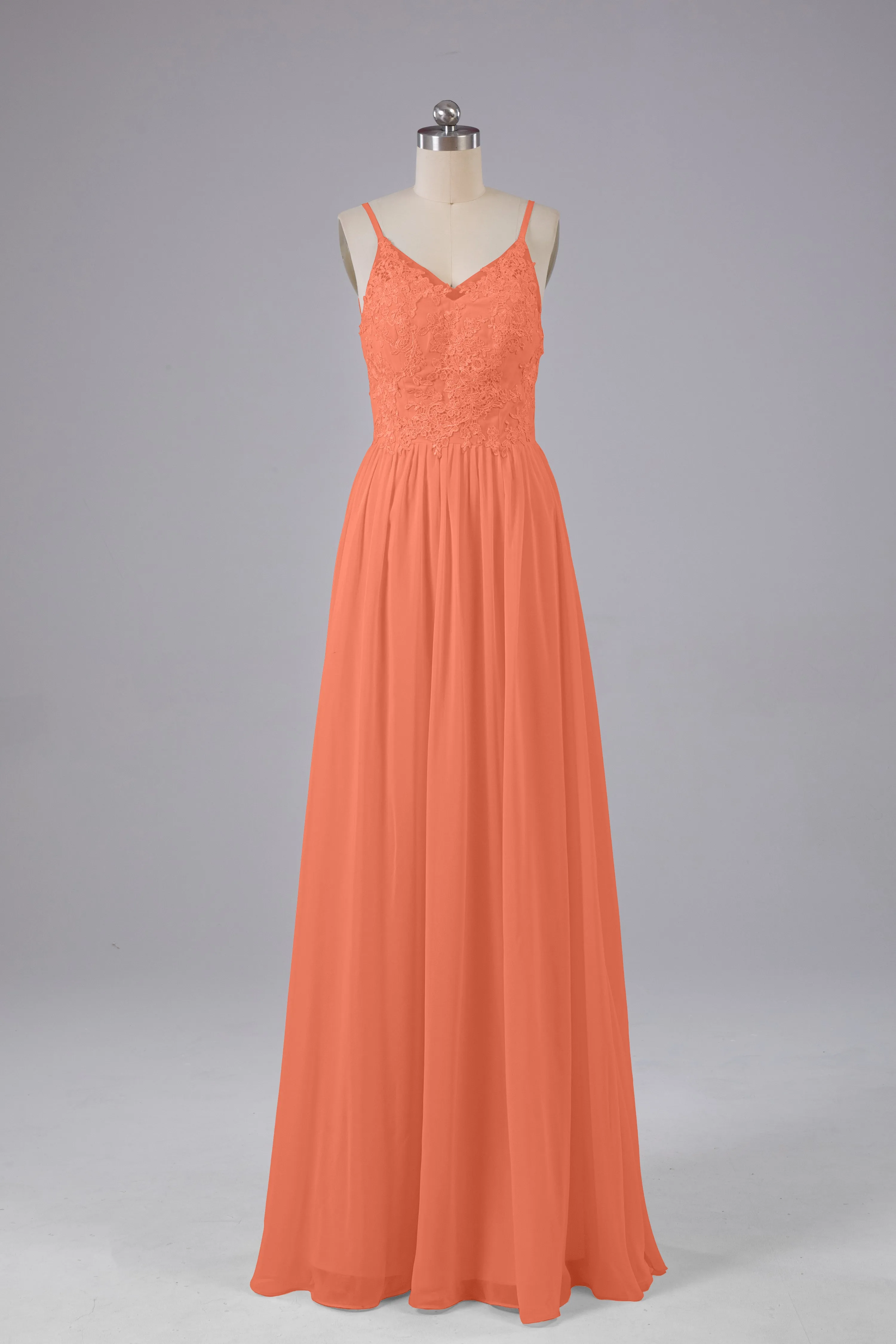 Beautiful Spaghetti Straps Backless Long Bridesmaid Dresses