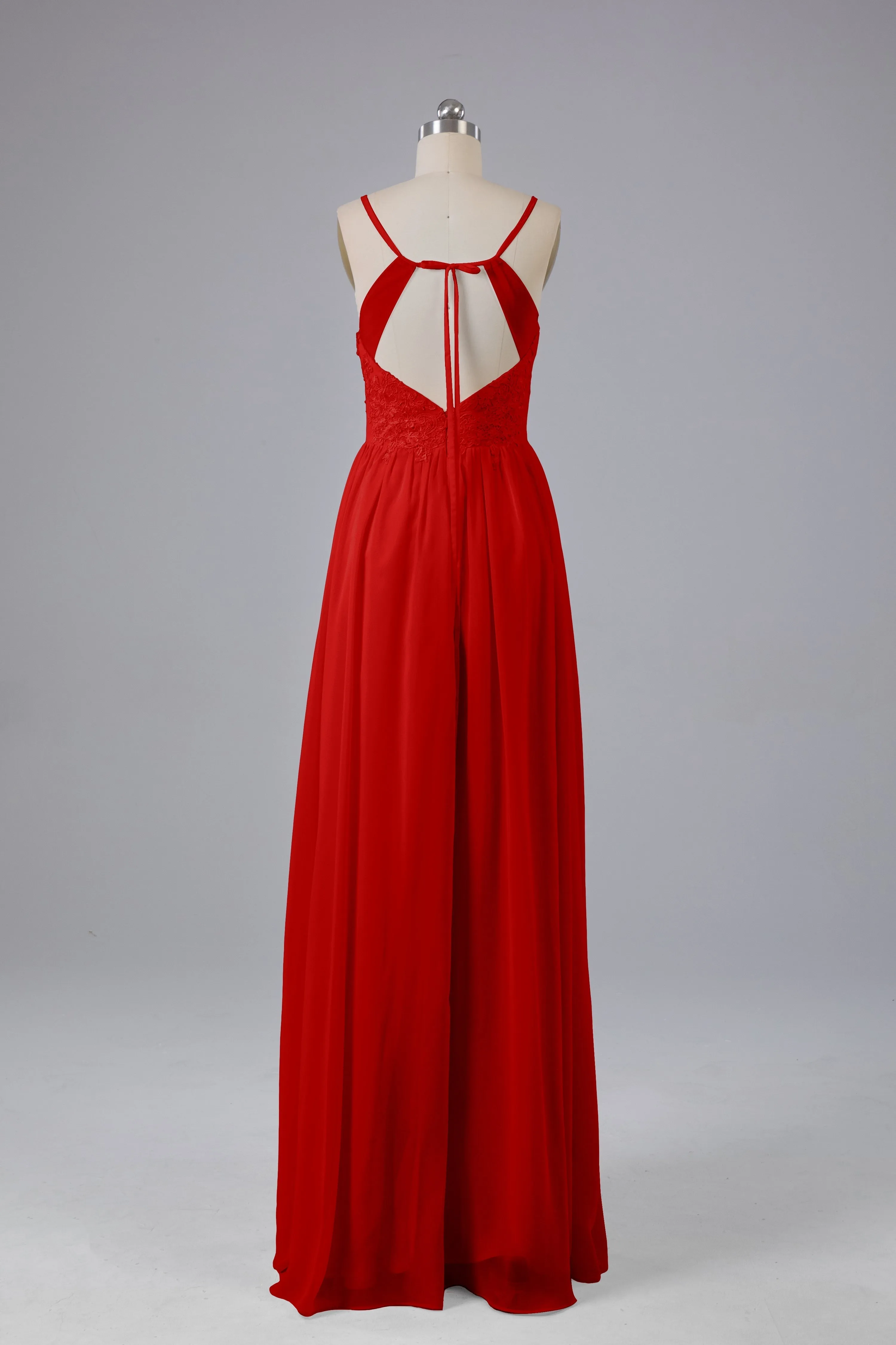 Beautiful Spaghetti Straps Backless Long Bridesmaid Dresses