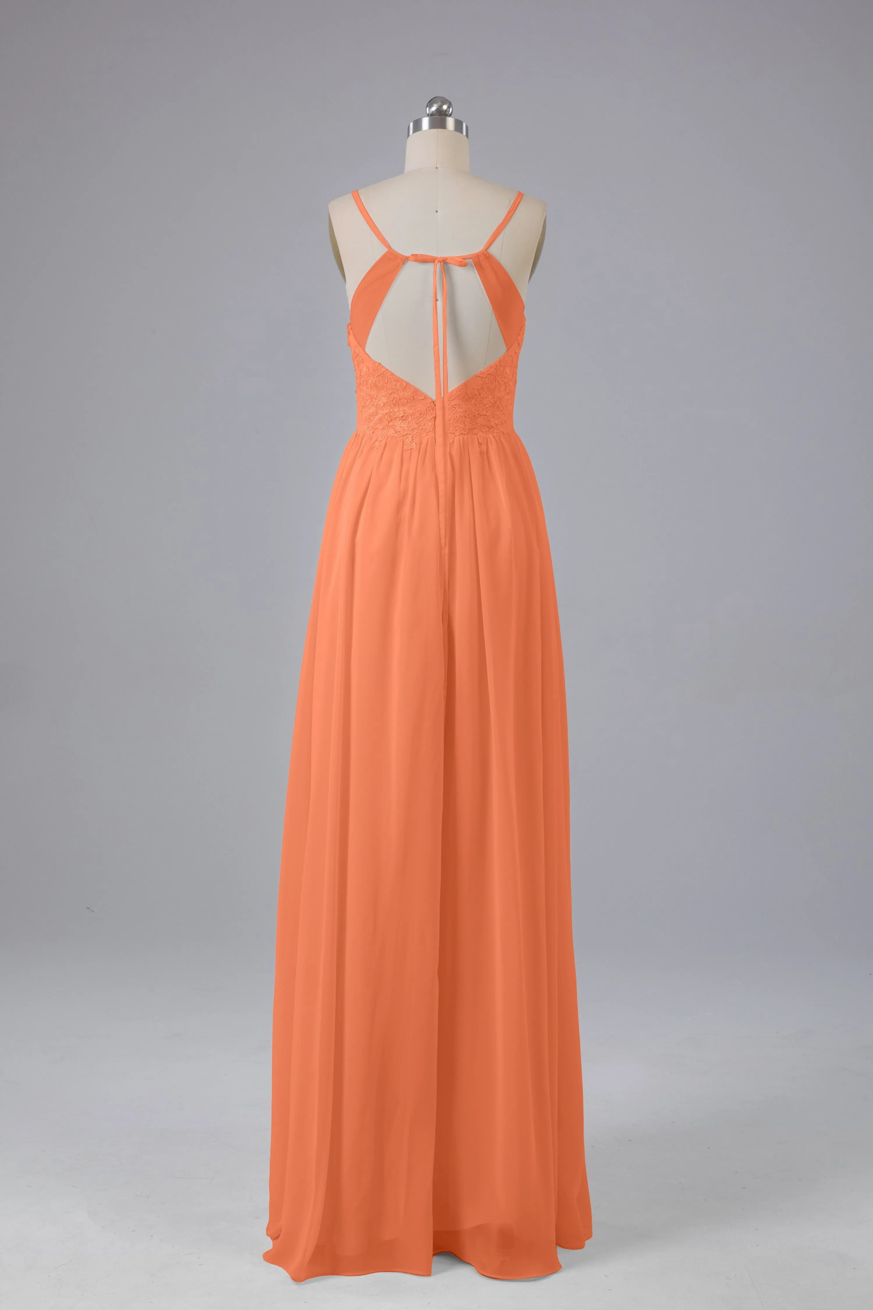 Beautiful Spaghetti Straps Backless Long Bridesmaid Dresses