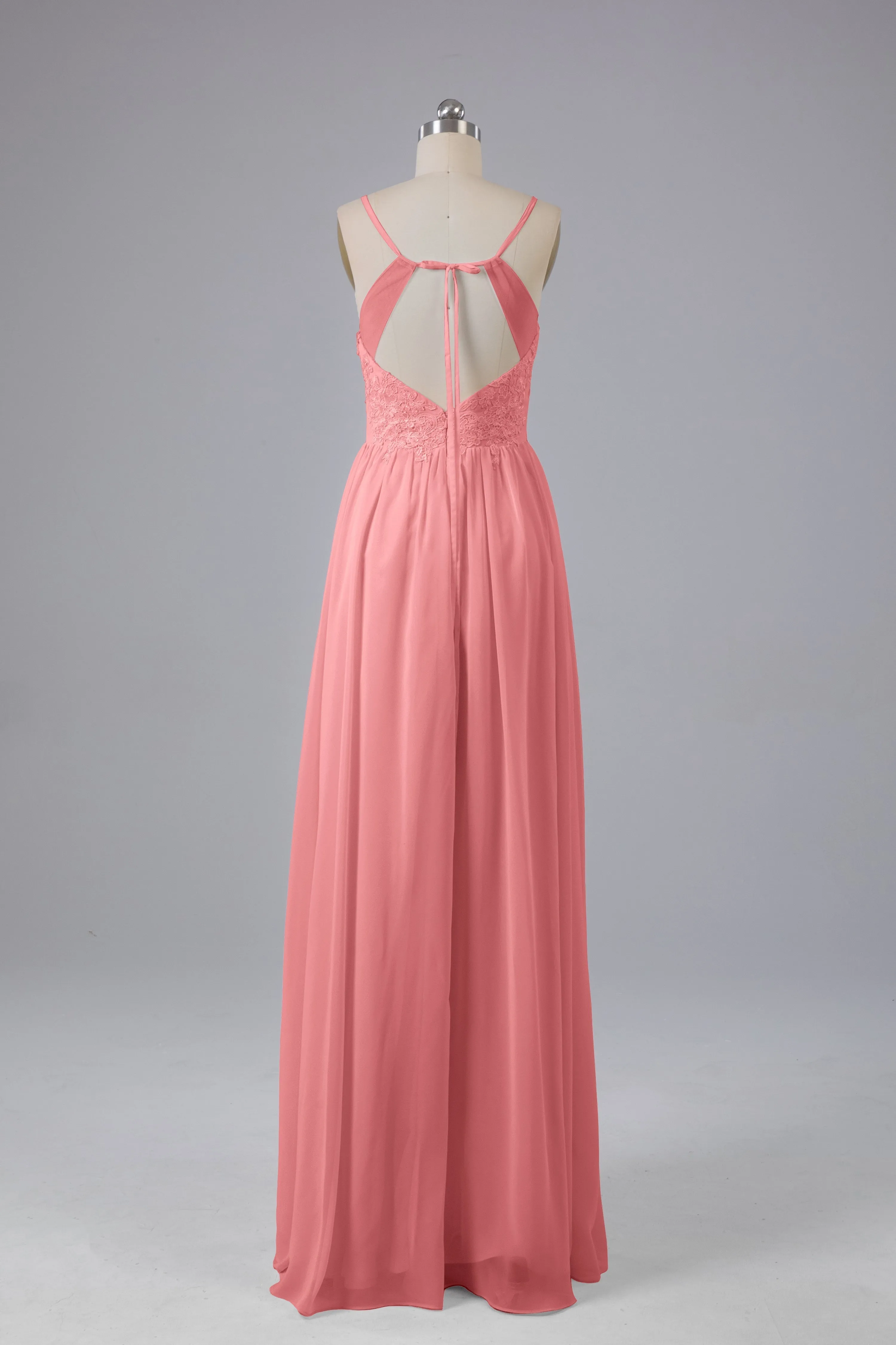 Beautiful Spaghetti Straps Backless Long Bridesmaid Dresses