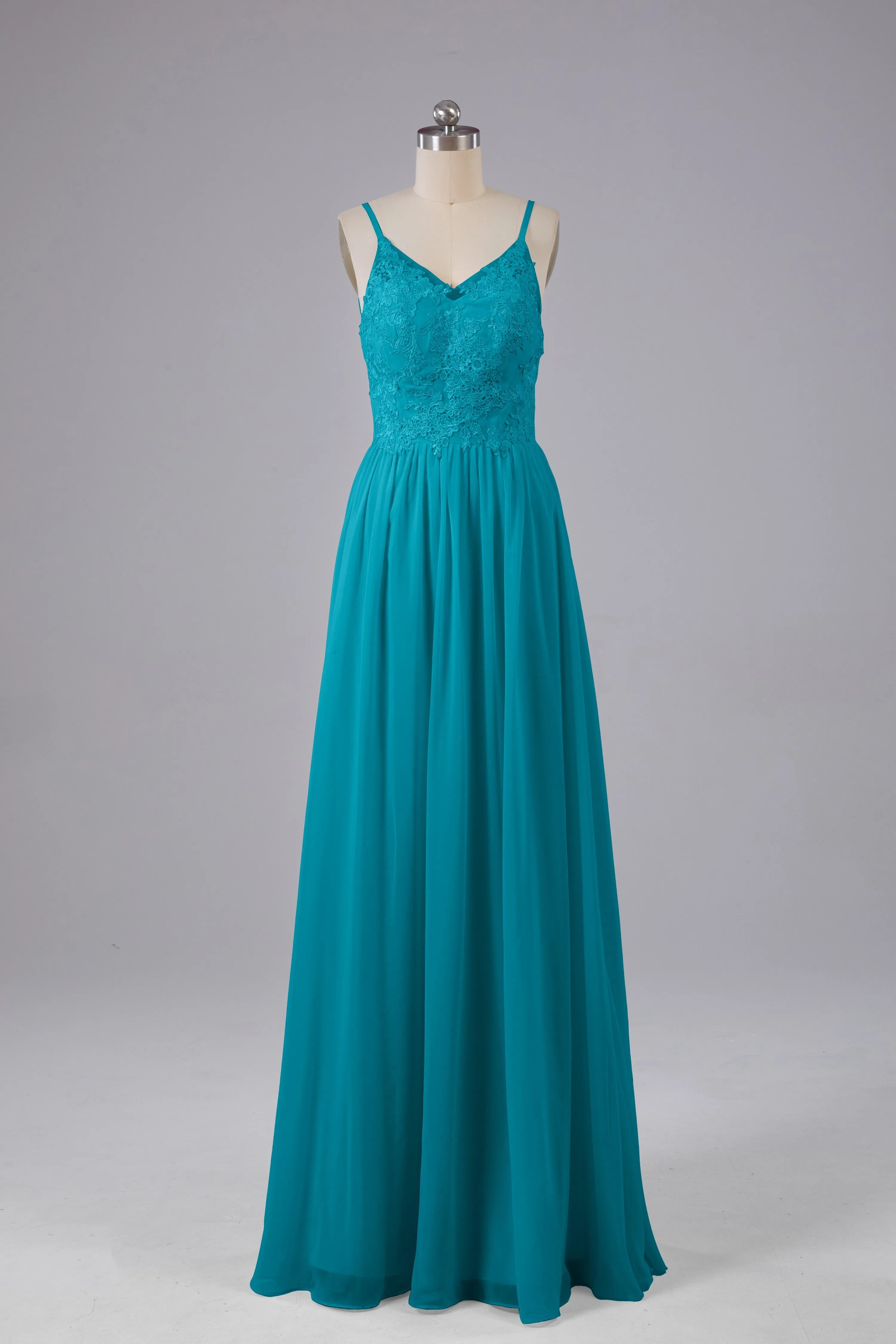 Beautiful Spaghetti Straps Backless Long Bridesmaid Dresses