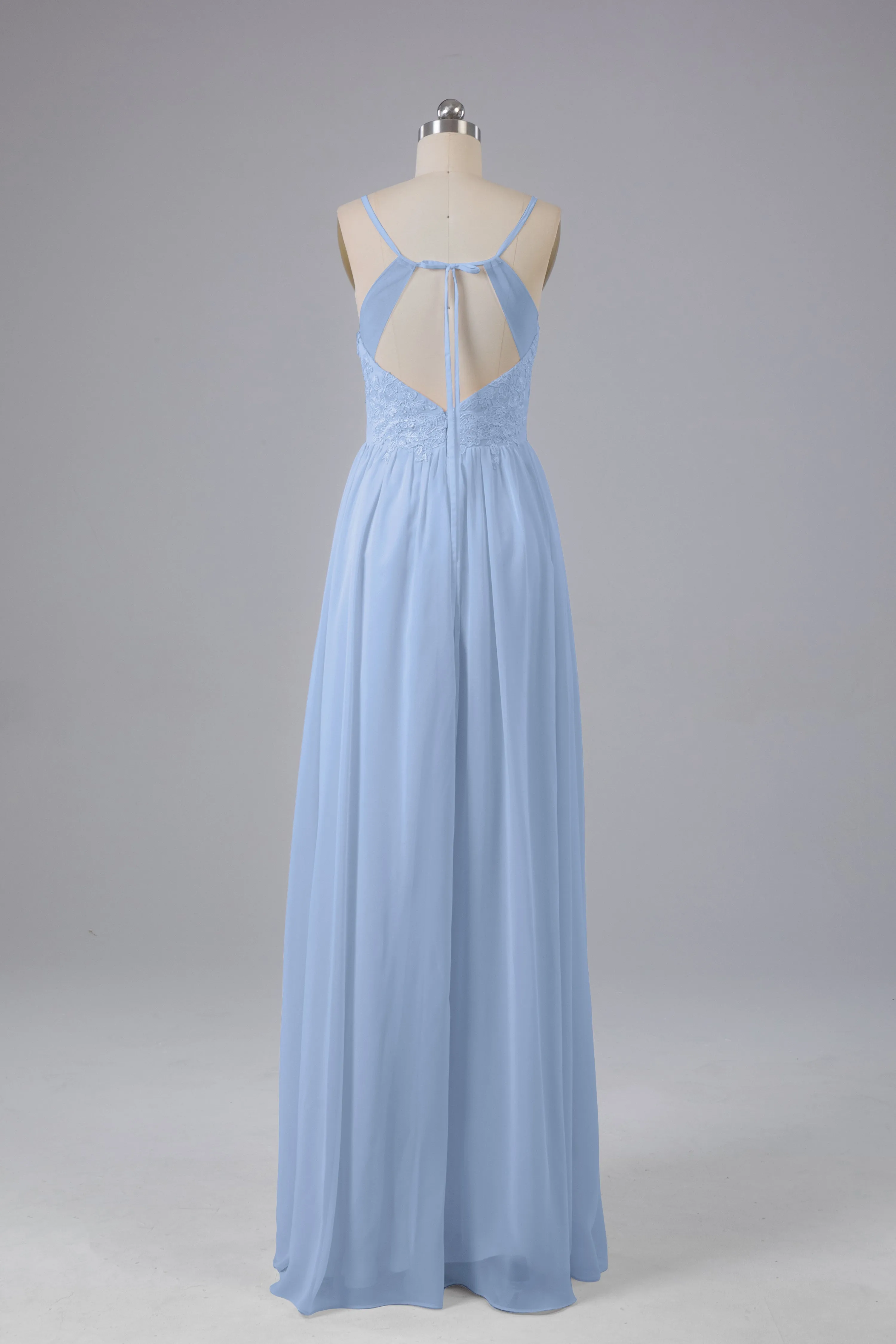 Beautiful Spaghetti Straps Backless Long Bridesmaid Dresses