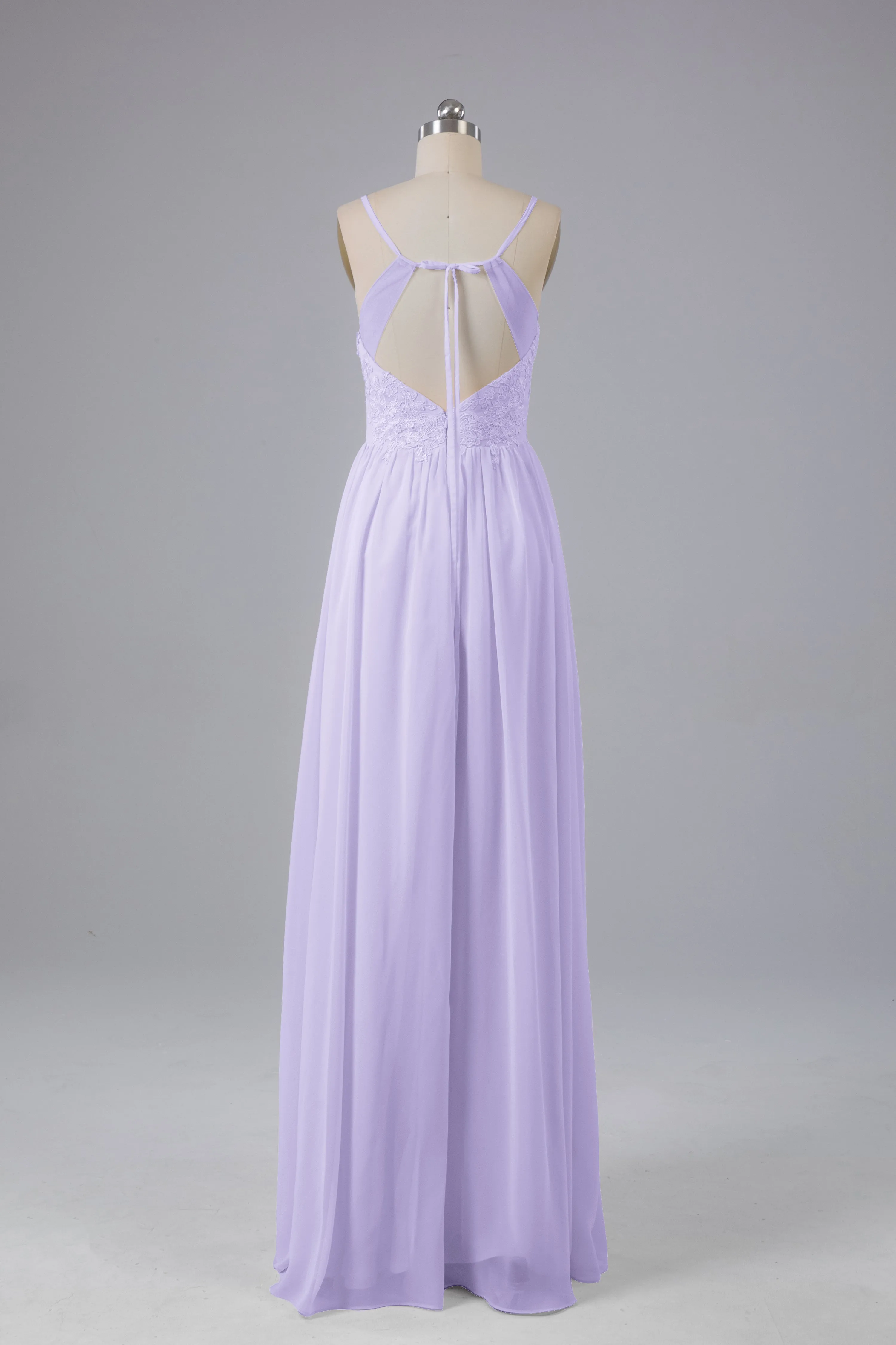 Beautiful Spaghetti Straps Backless Long Bridesmaid Dresses