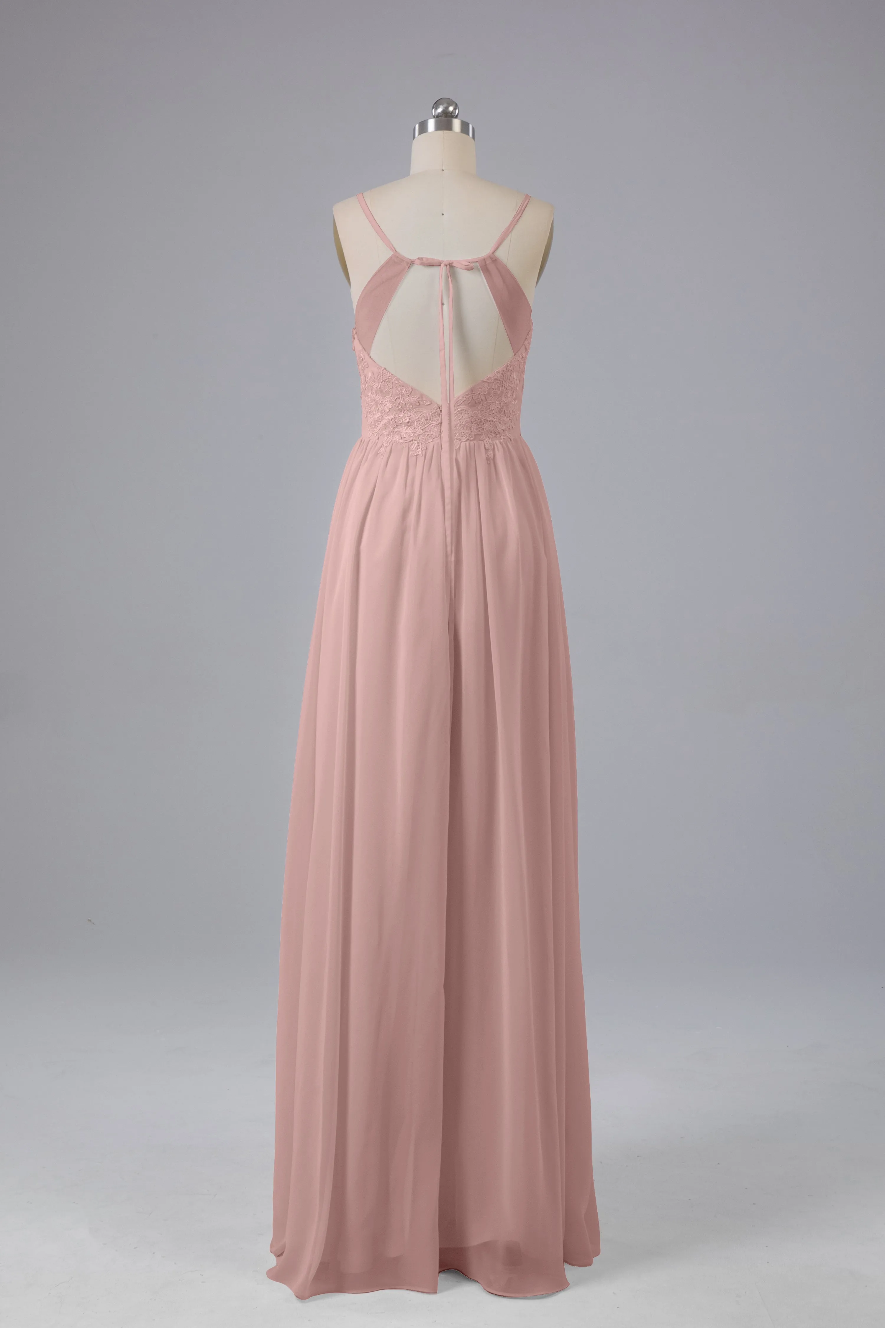 Beautiful Spaghetti Straps Backless Long Bridesmaid Dresses