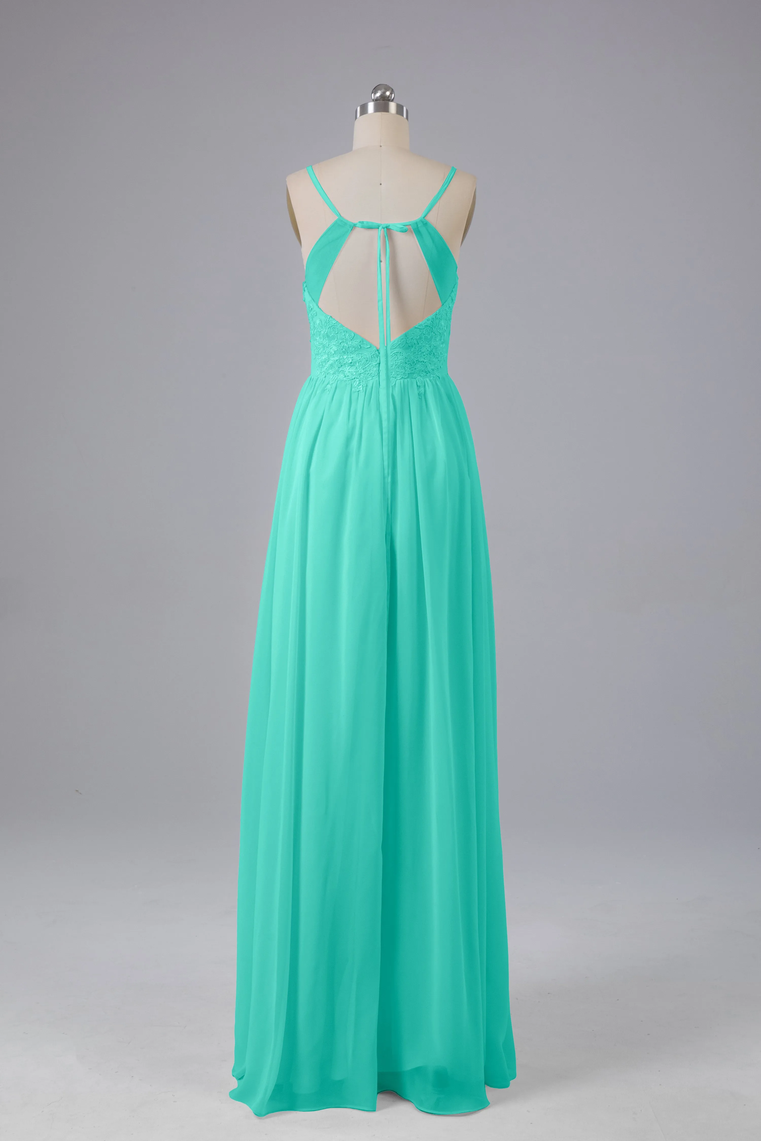 Beautiful Spaghetti Straps Backless Long Bridesmaid Dresses