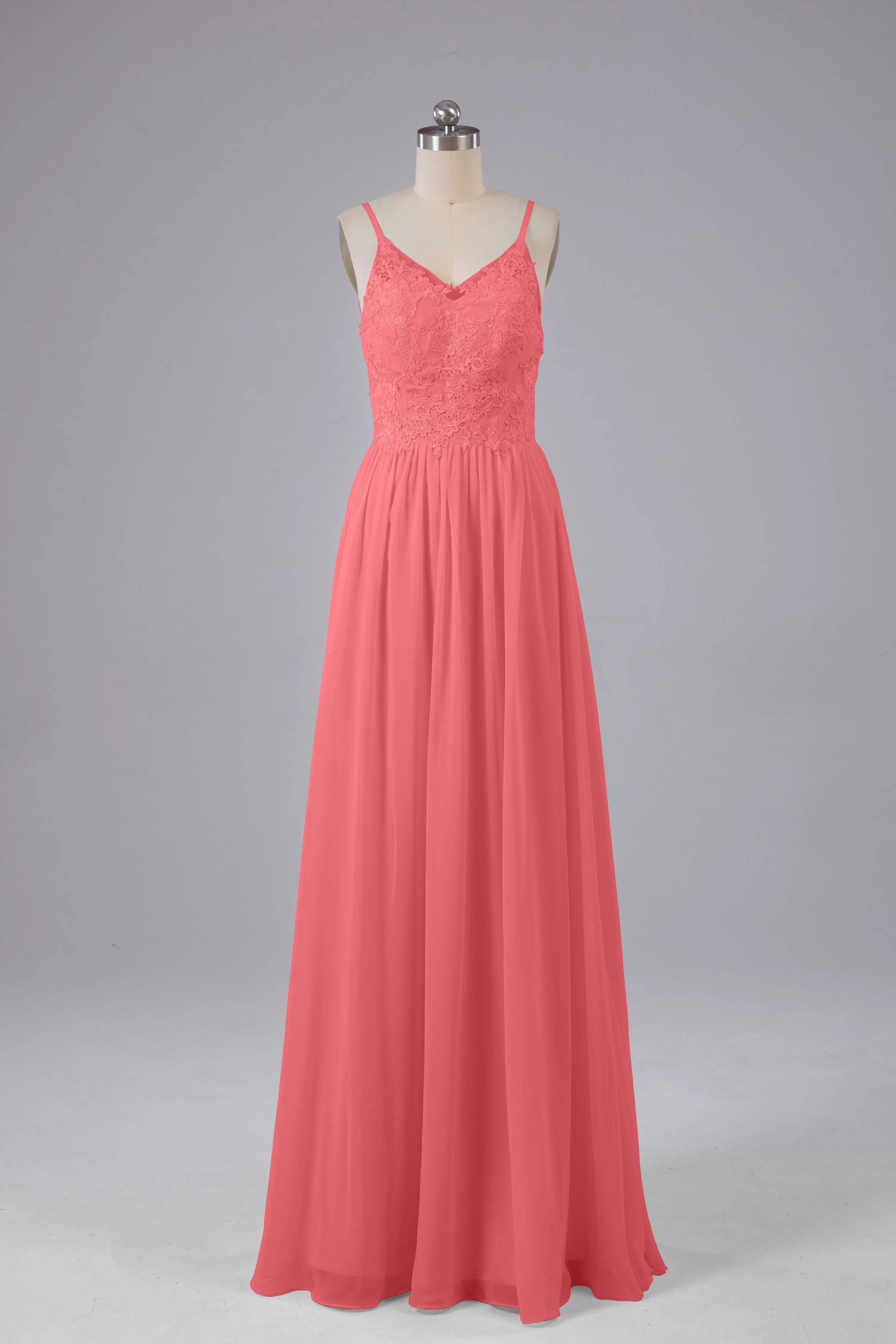 Beautiful Spaghetti Straps Backless Long Bridesmaid Dresses