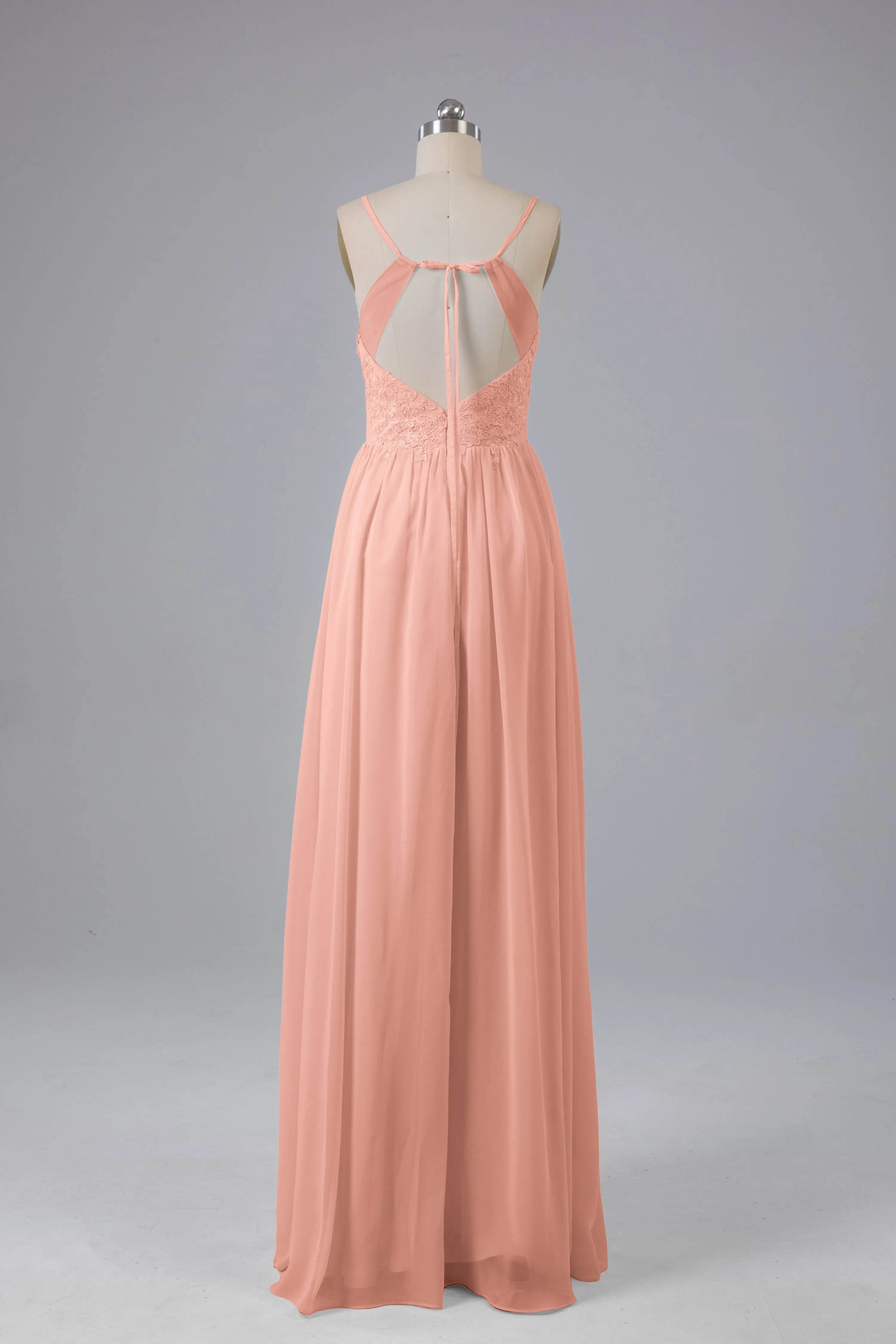 Beautiful Spaghetti Straps Backless Long Bridesmaid Dresses