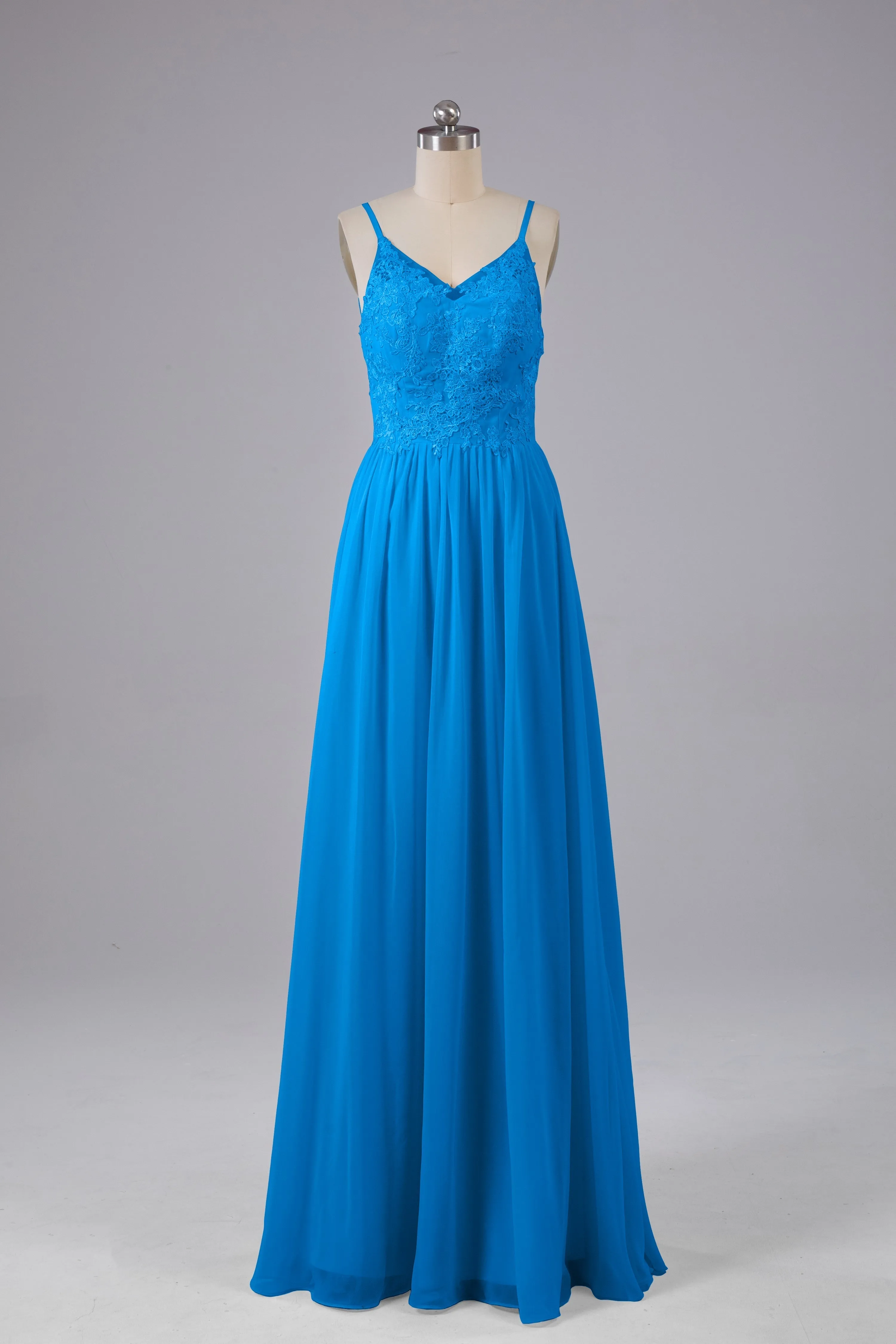 Beautiful Spaghetti Straps Backless Long Bridesmaid Dresses