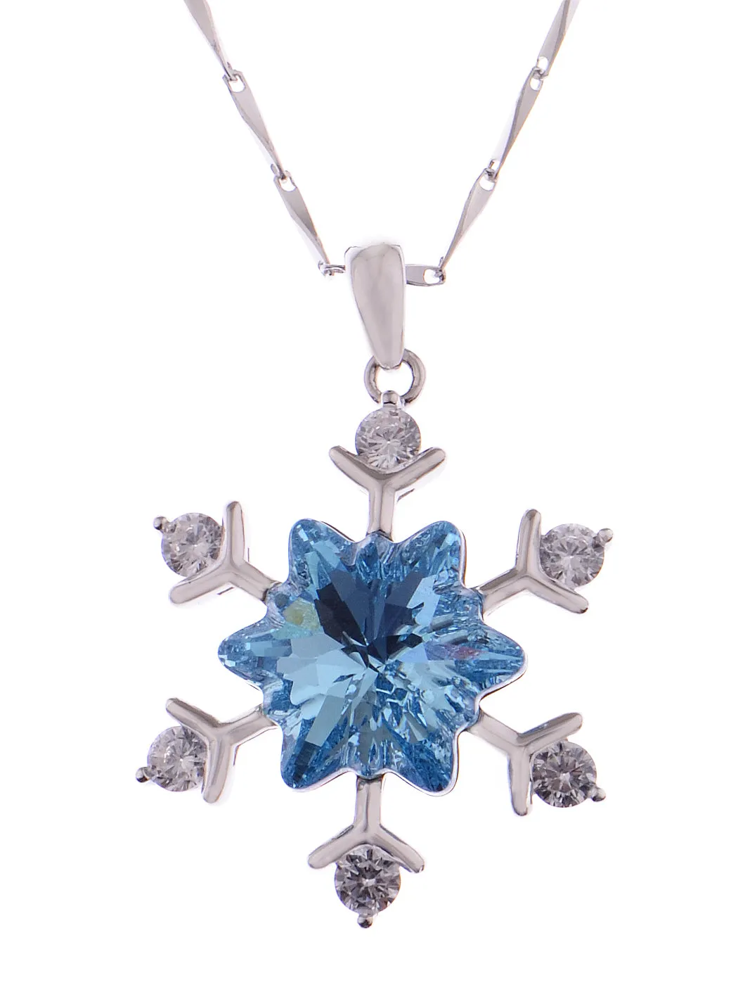 Blue Elements Winter Snowflake 925 Silver Chain Necklace