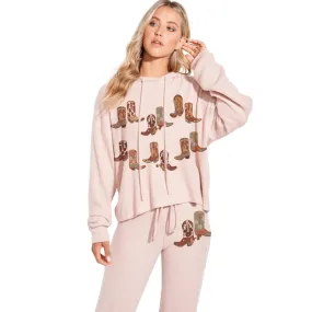 Boots Print Hoodie Loungewear Set BLUSH By Phil Love TB126G12253A-2