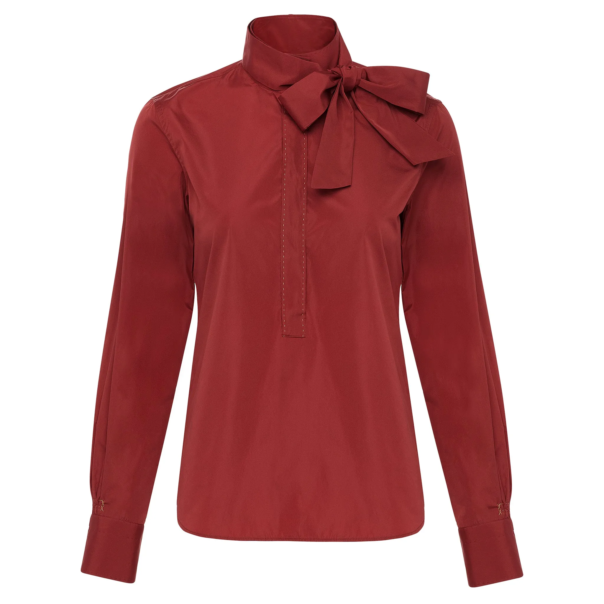 Bow Tie Blouse - Brick Red