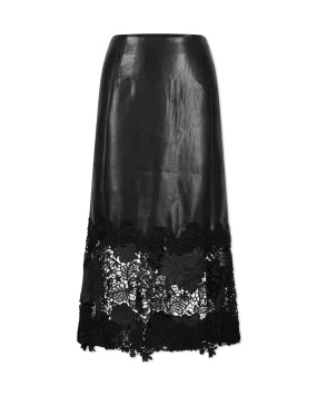 Chantira Vegan Leather Guipure Combo Skirt