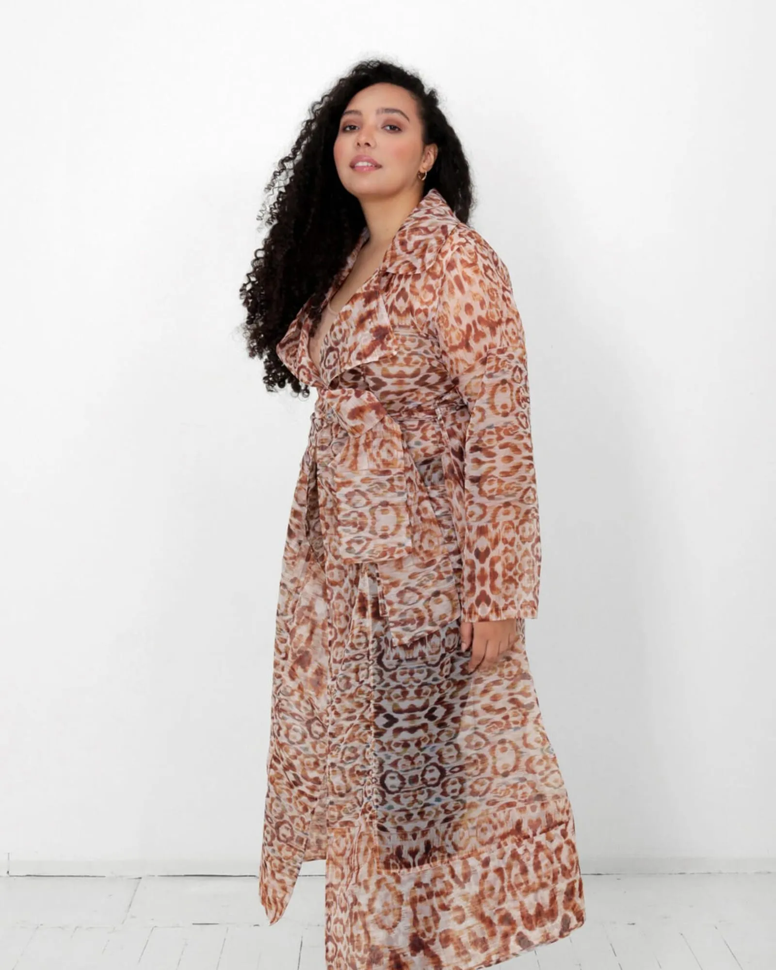 Cherish Belted Trench Duster | Snow Leopard