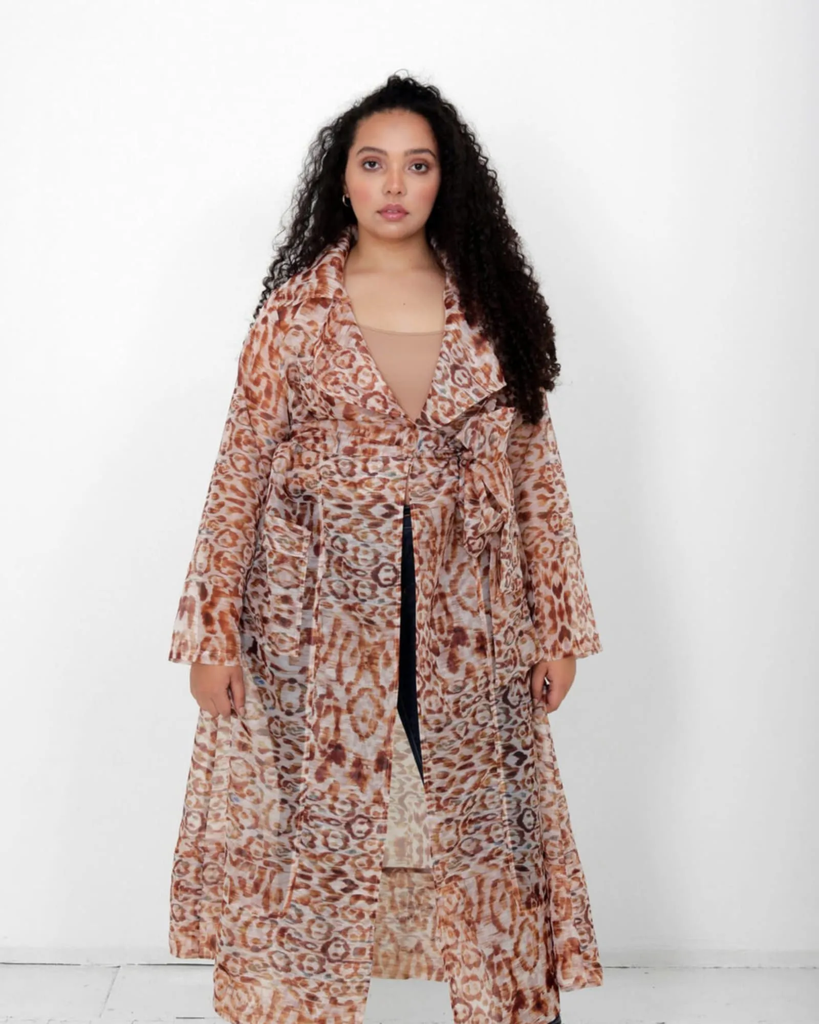 Cherish Belted Trench Duster | Snow Leopard