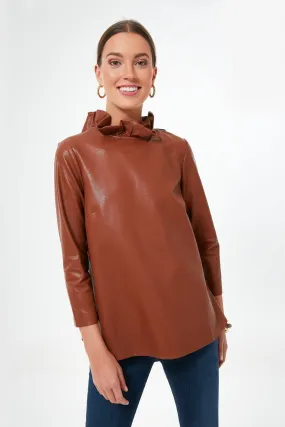 Cognac Leather Faye Blouse