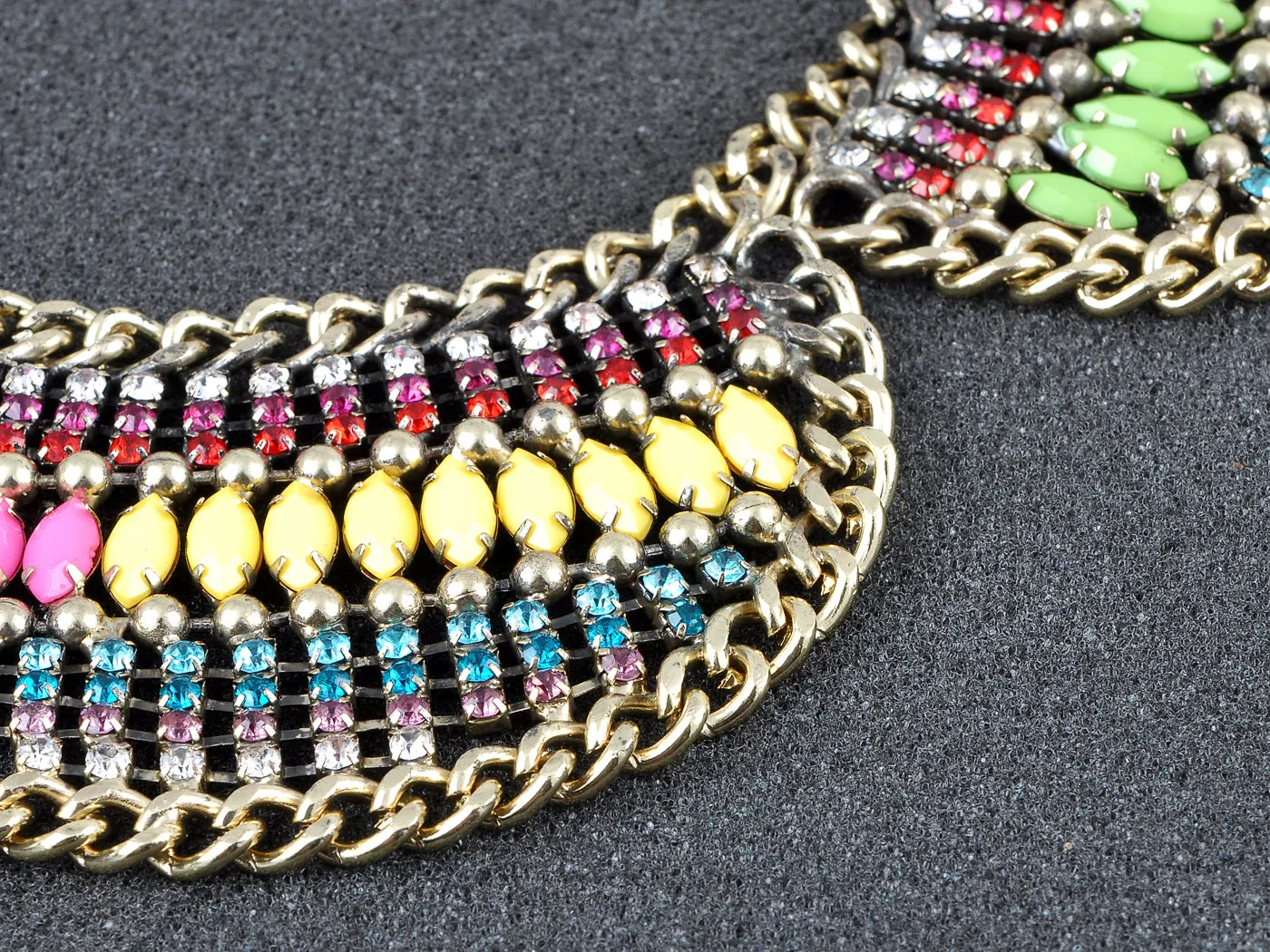 Colorful Bead Bib Collar Choker Chain Statement Necklace