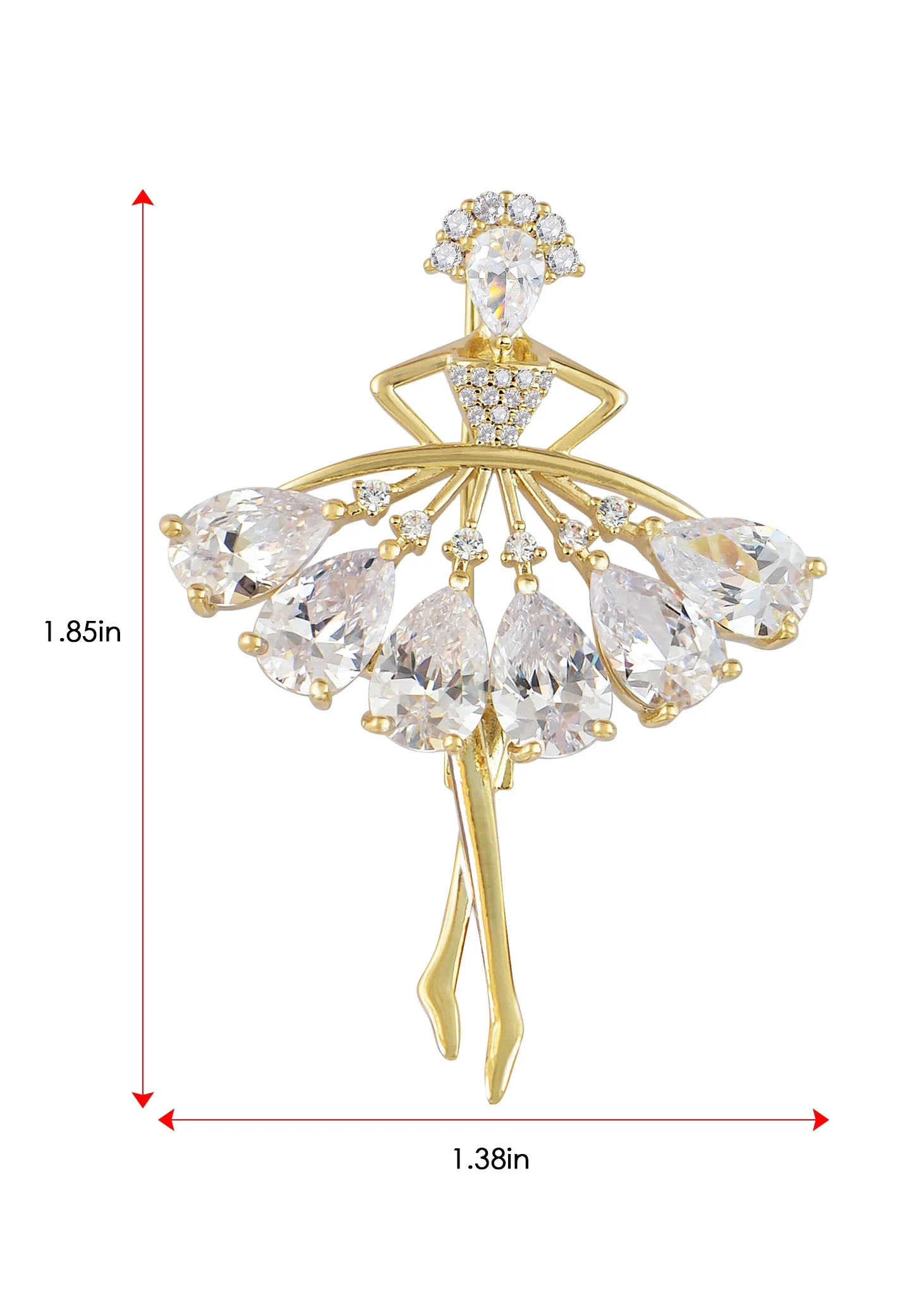 Dancing Girl Ballet Dress Bridal Brooch Pin Accessory