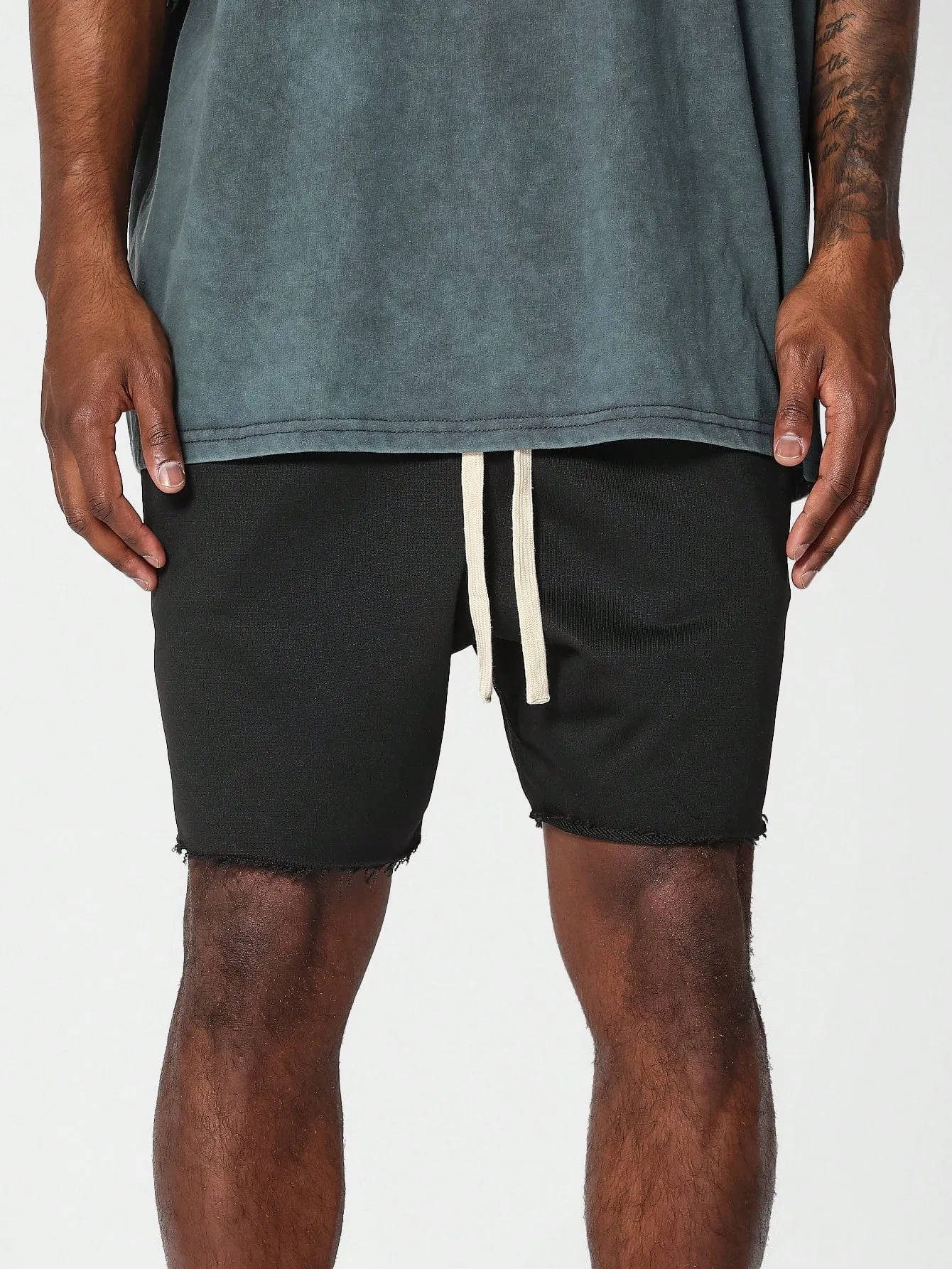 Drop Crotch Raw Edge Short