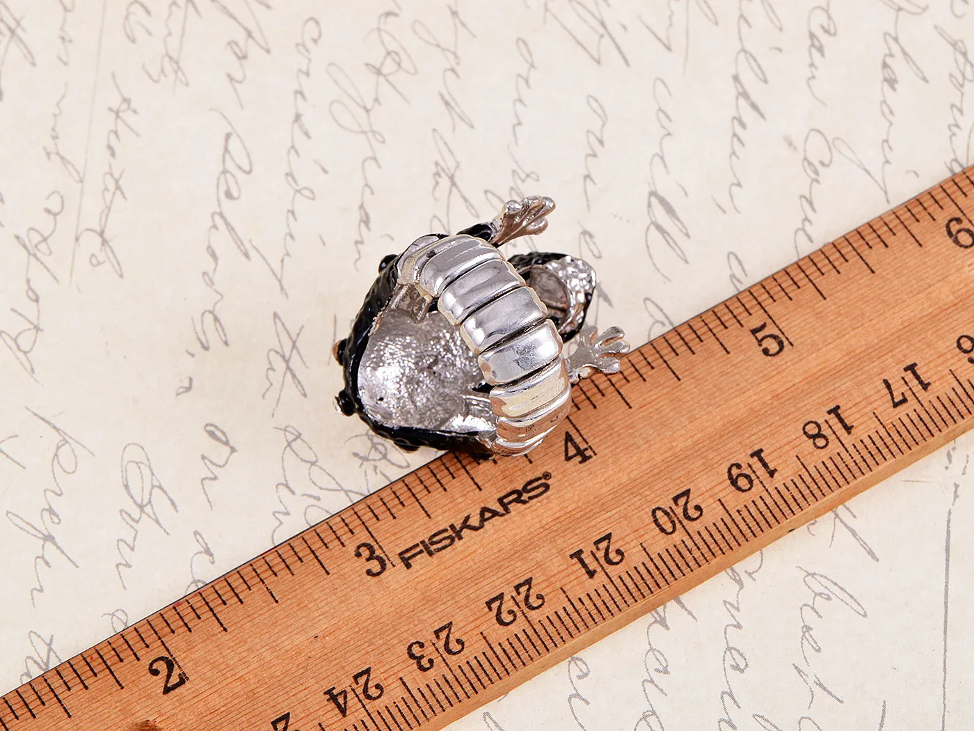 Ebony Dark Painted Enamel Eye Frog Toad Topaz Ring